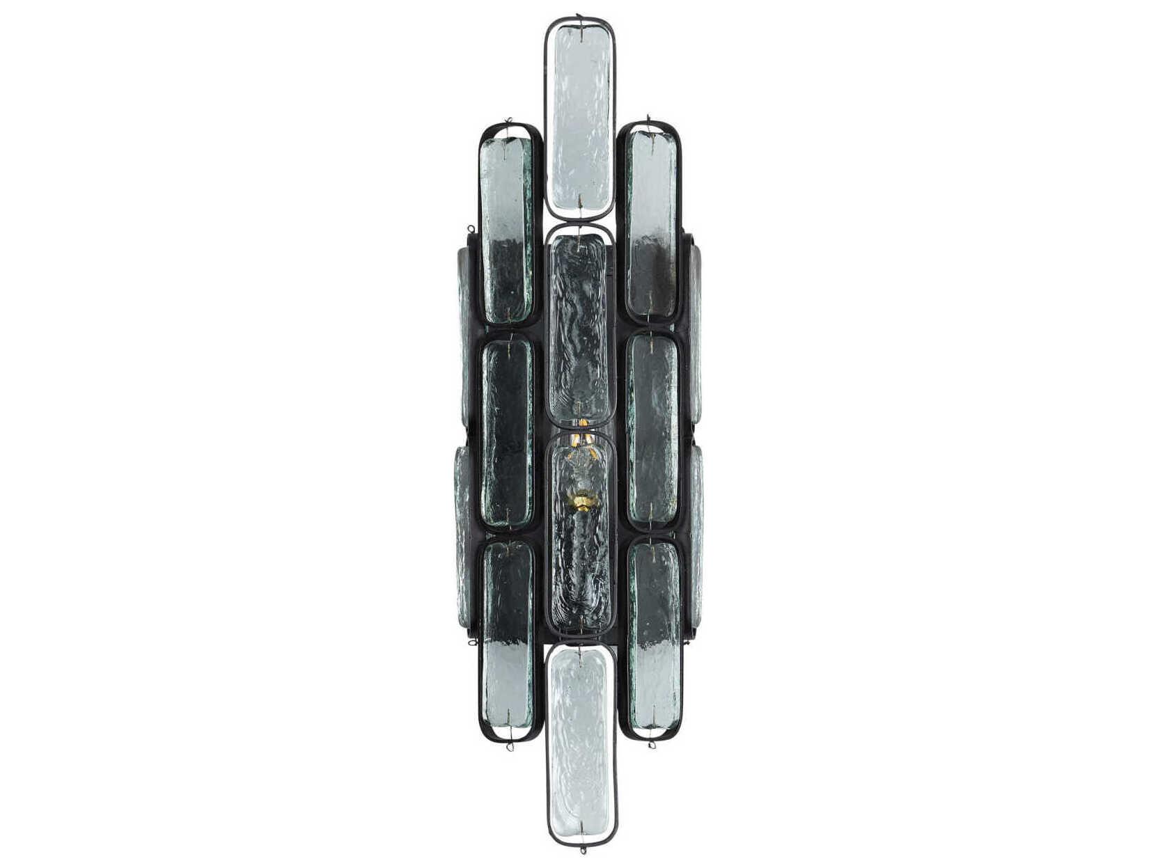 Currey & Company Centurion 1-Light Satin Black Glass Wall Sconce