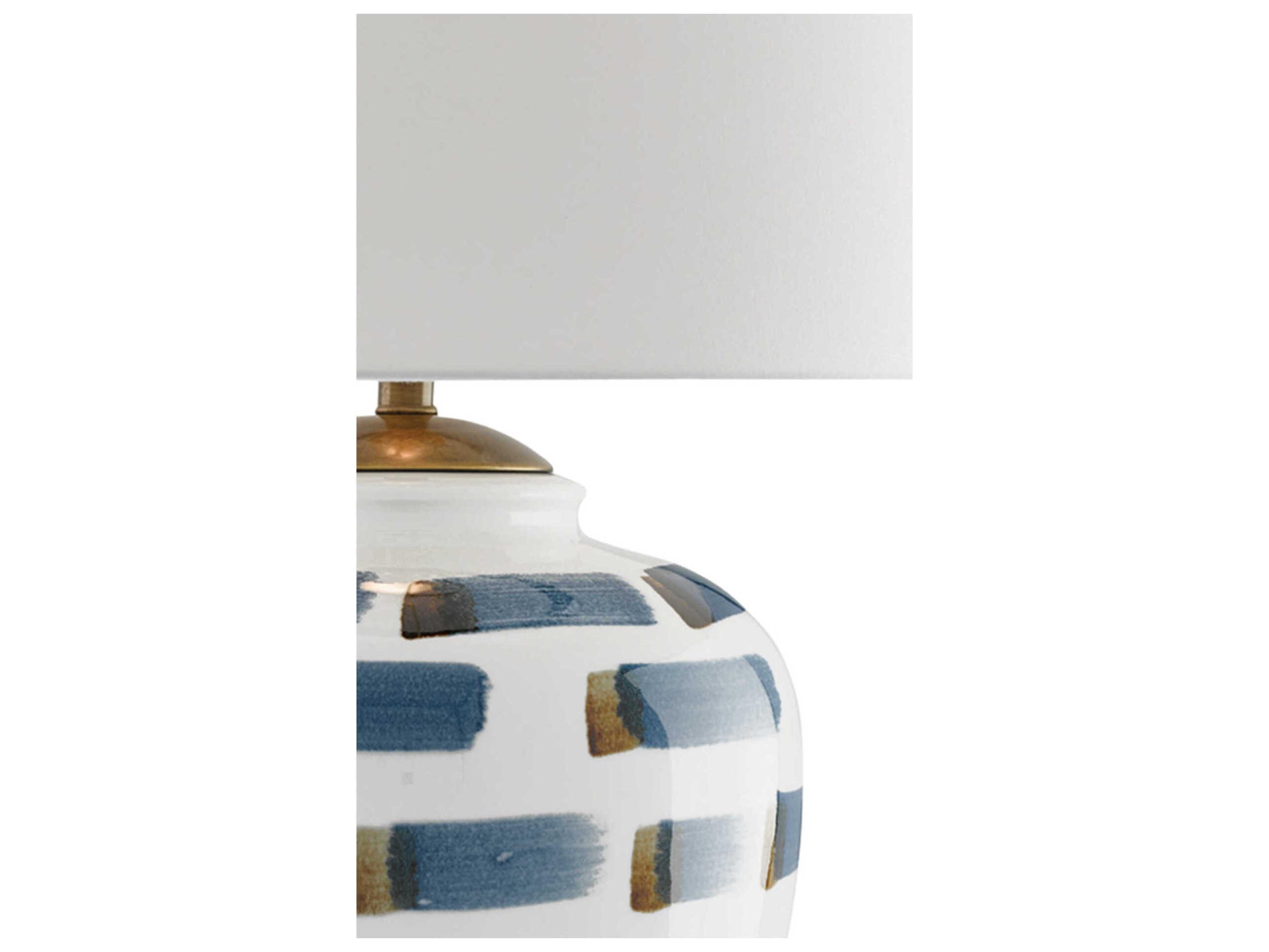 Currey & Company Brushstroke White blue antique Brass Table Lamp