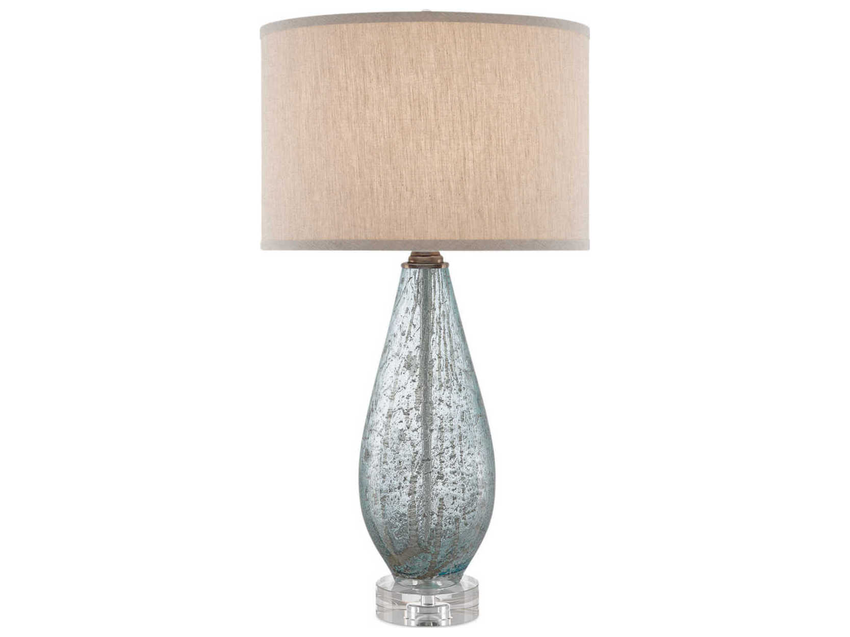 Currey & Company Optimist Pale Blue Glass Clear Buffet Lamp