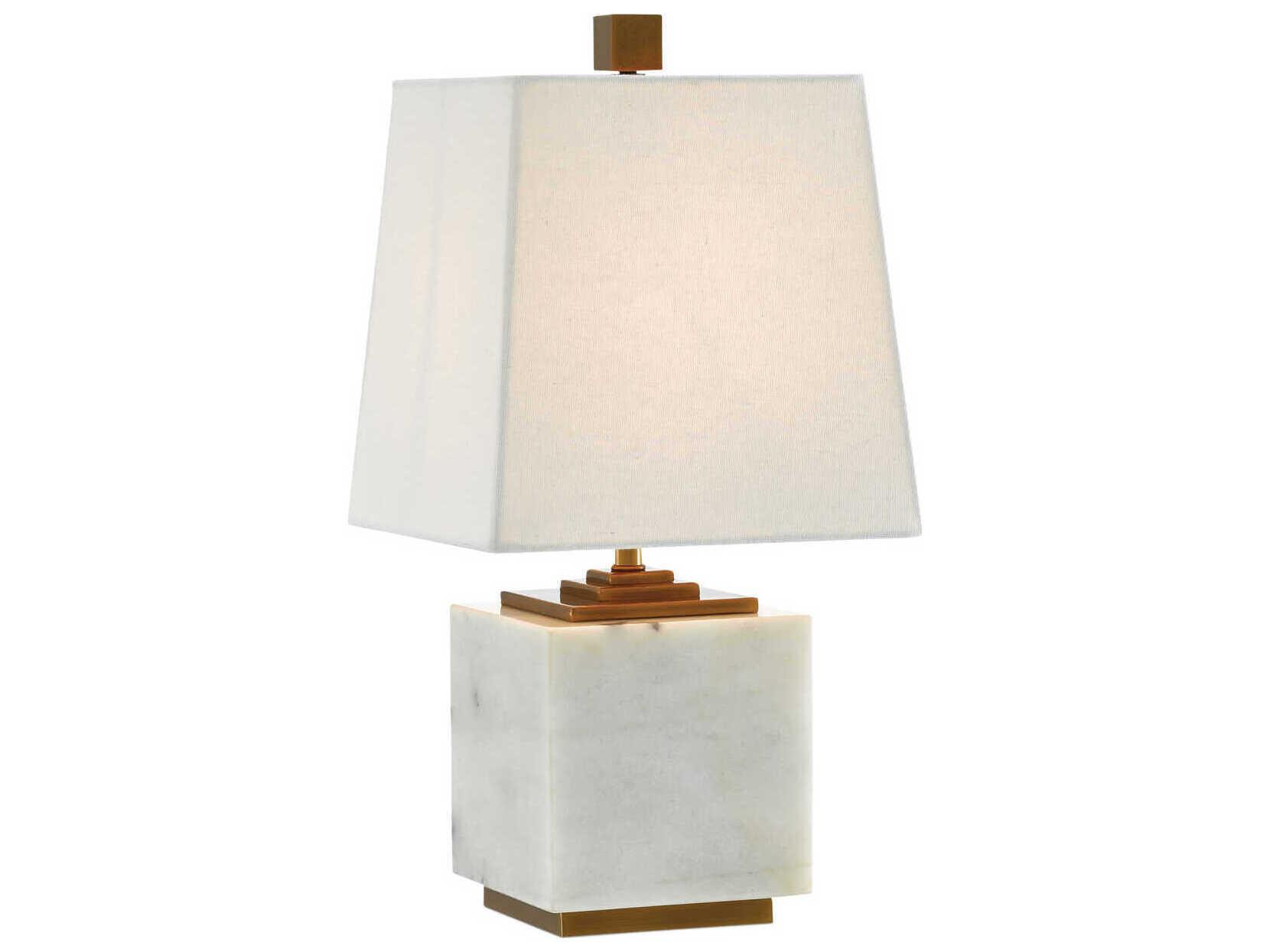 Currey & Company Annelore White Antique Brass Linen Table Lamp