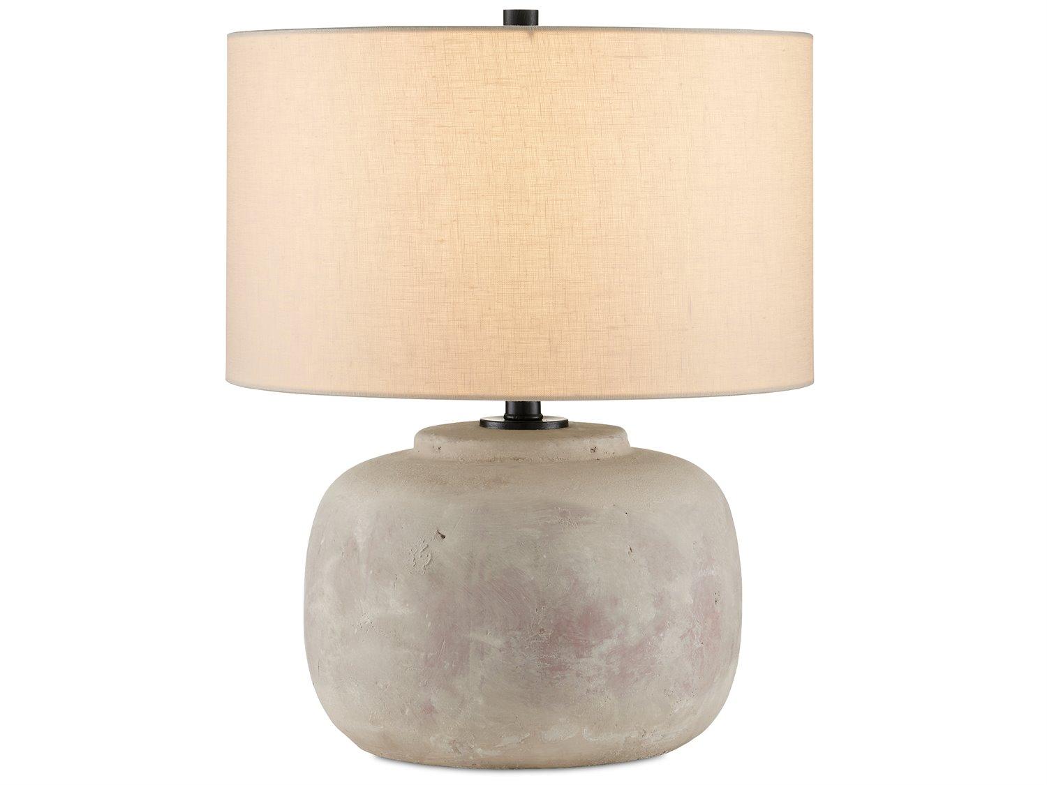 Currey & Company Beton Antique Earth Light Beige Linen Gray Table Lamp