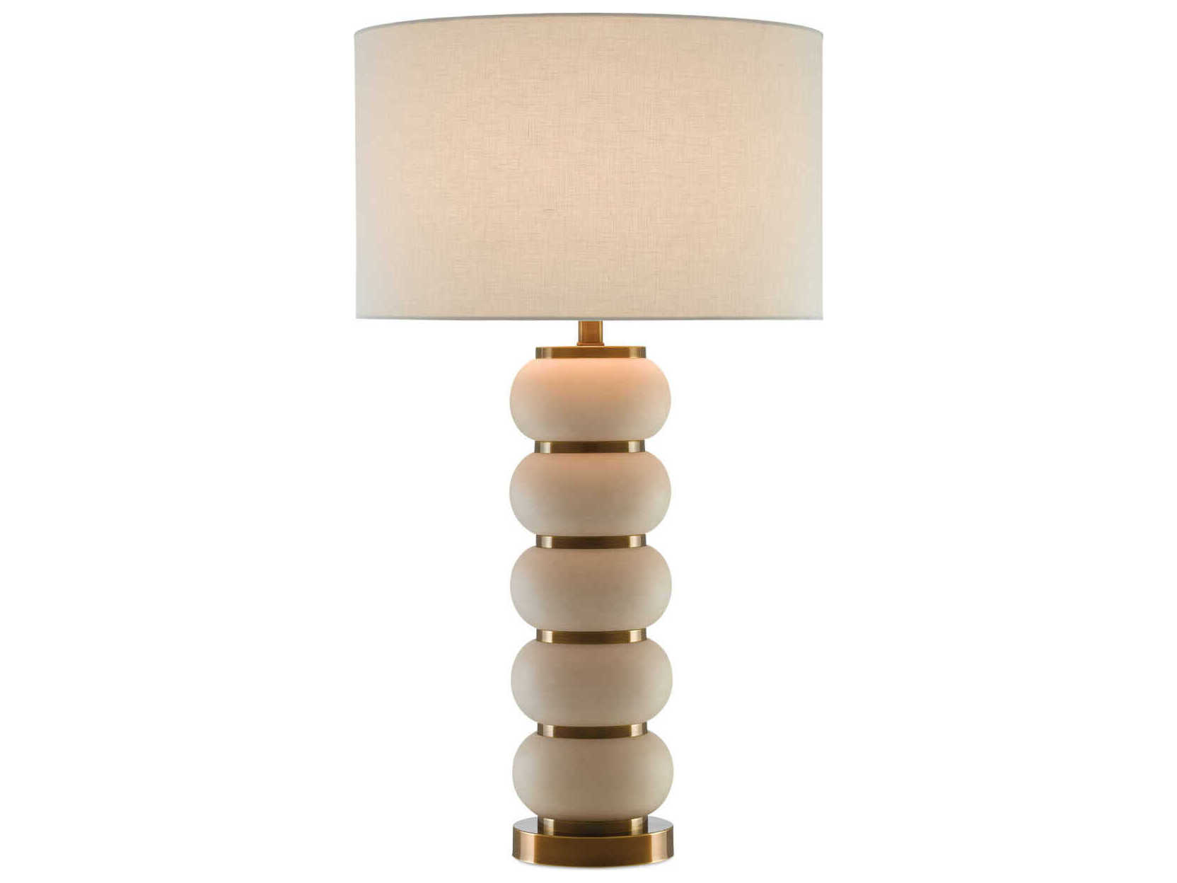 Currey & Company Luko White Mud Antique Brass Off Linen Buffet Lamp