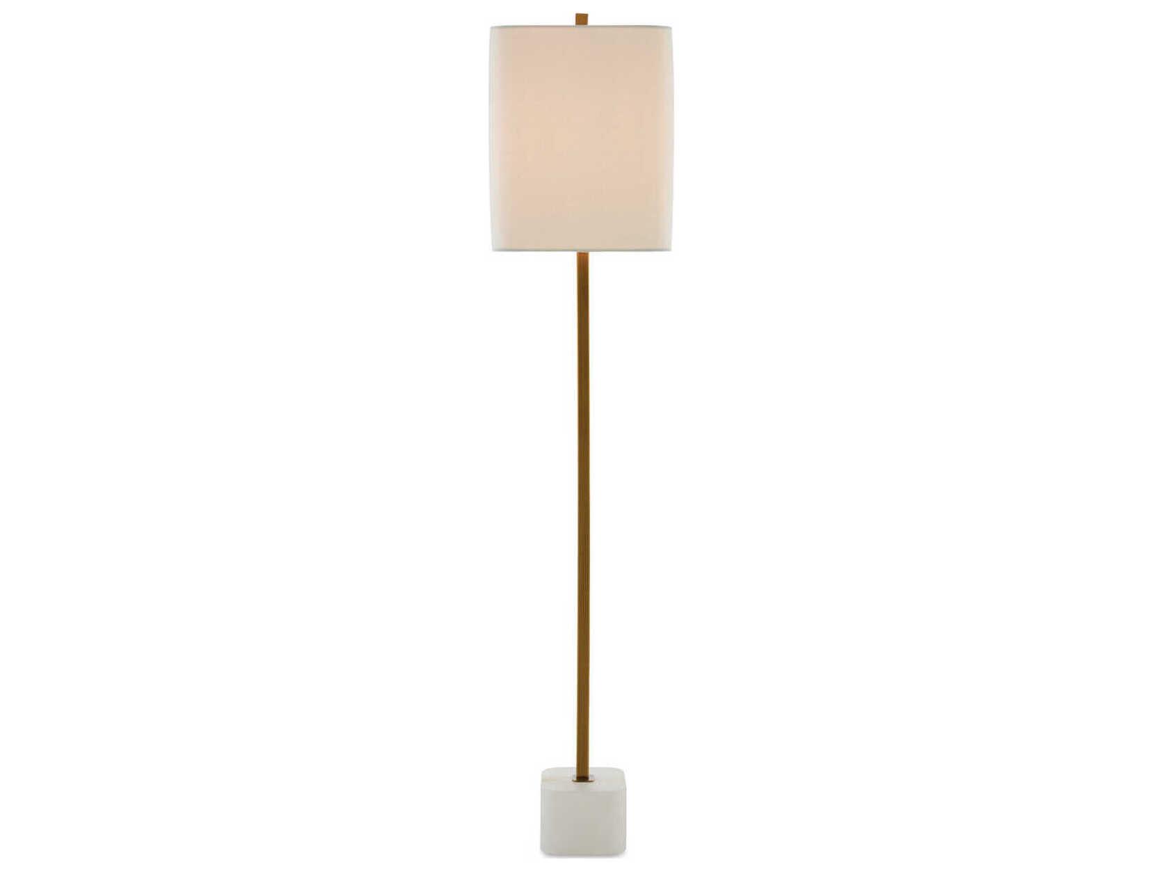 Currey & Company Felix Natural Antique Brass Off White Linen Buffet Lamp