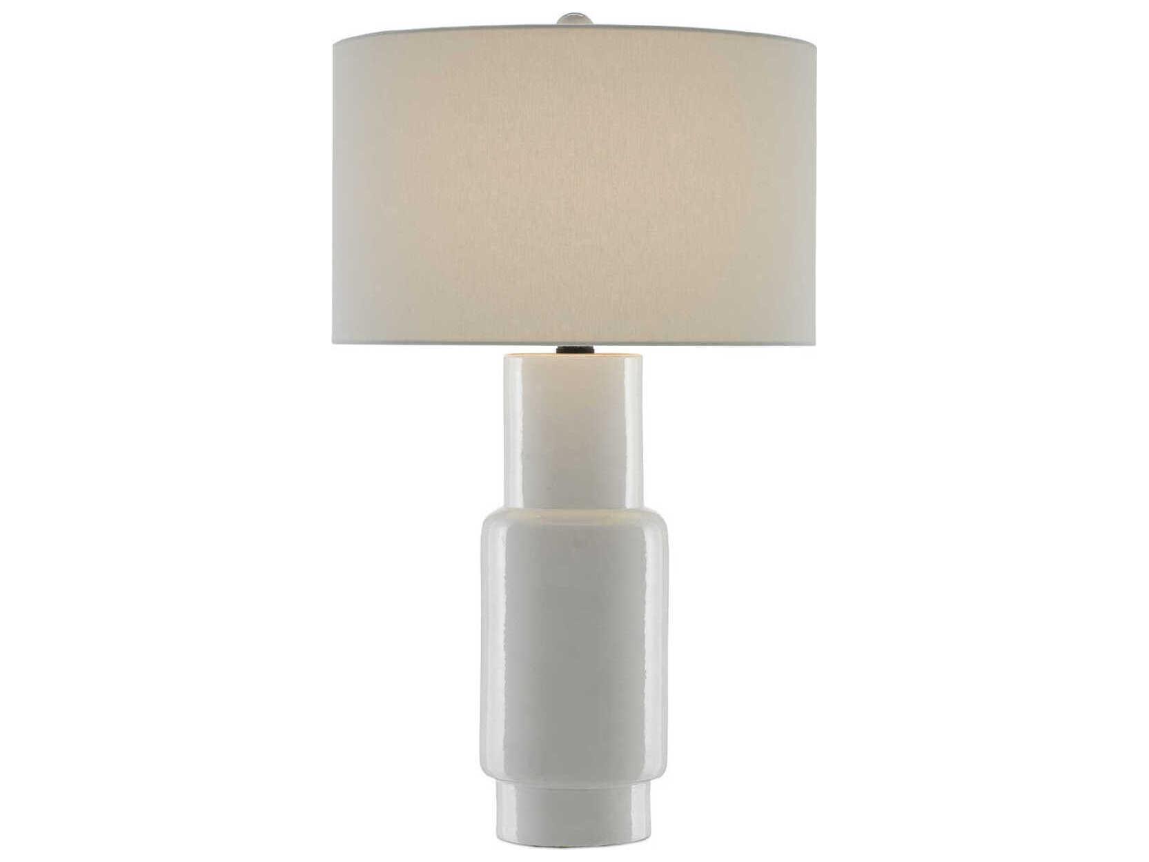 Currey & Company Janeen White Satin Black Off Linen Buffet Lamp