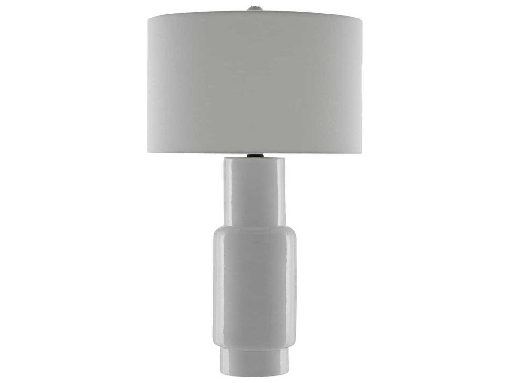 Currey & Company Janeen White Satin Black Off Linen Buffet Lamp