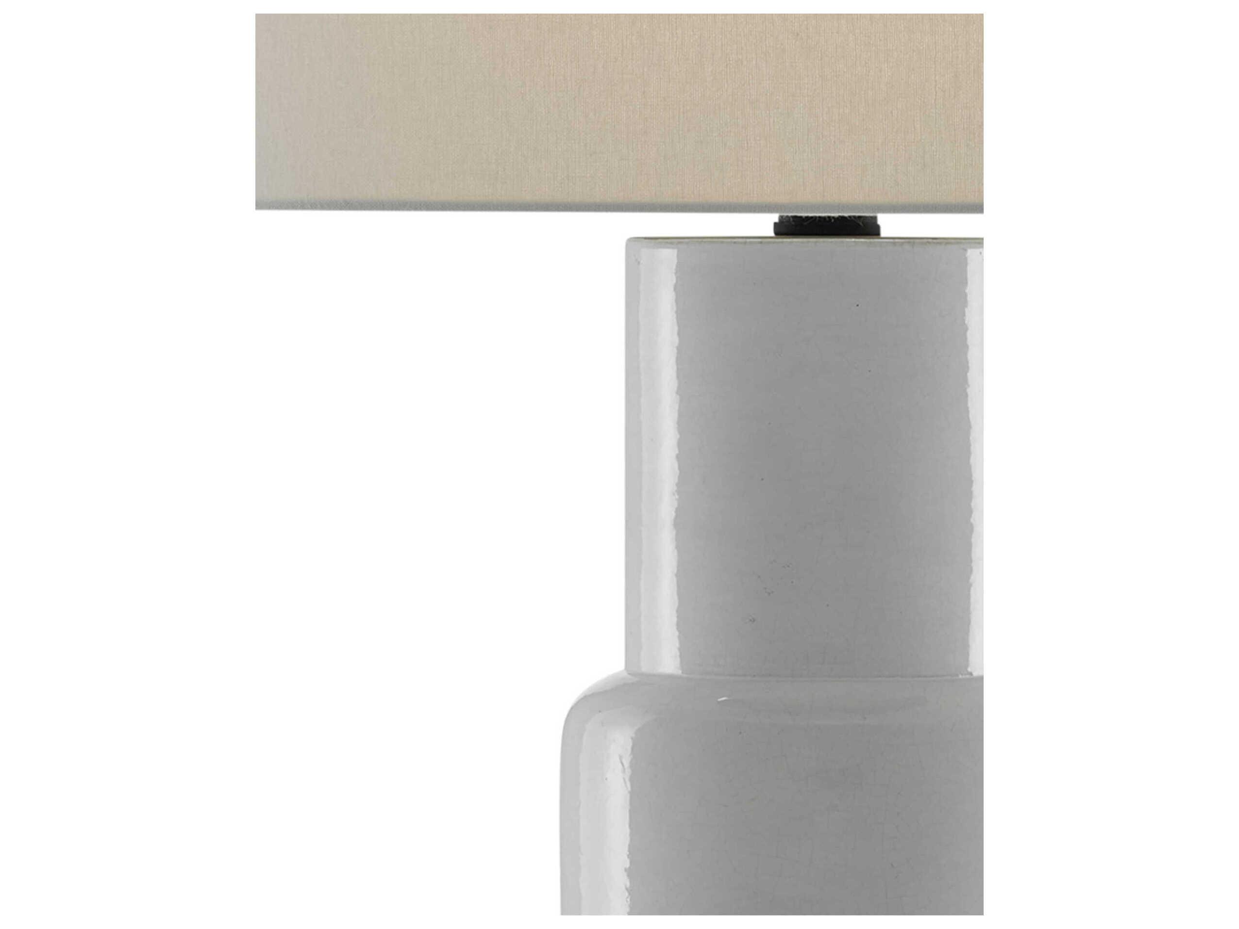 Currey & Company Janeen White Satin Black Off Linen Buffet Lamp