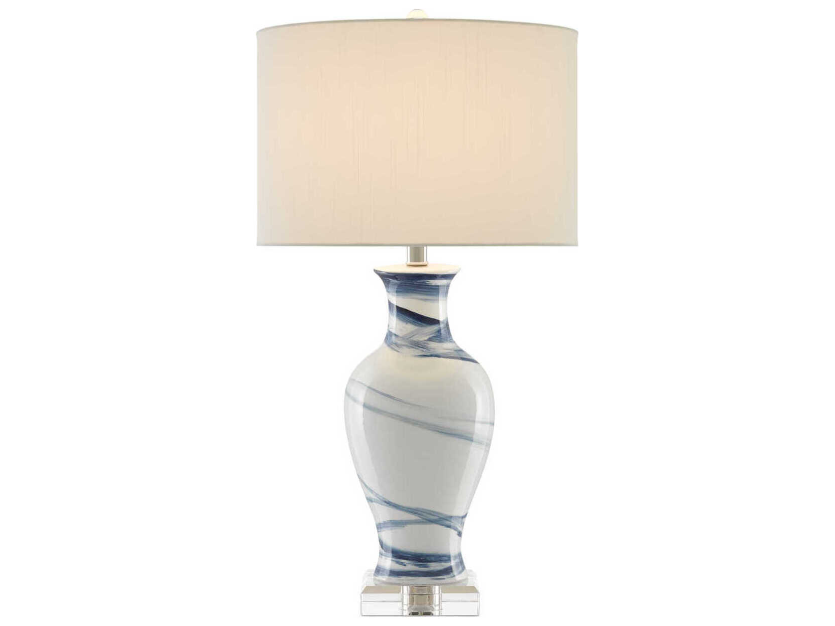 Currey & Company Hanni Crystal White Blue Off Shantung Buffet Lamp