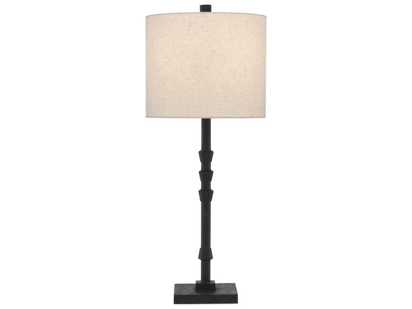 Currey & Company Lohn Mole Black Beige Poplin Buffet Lamp