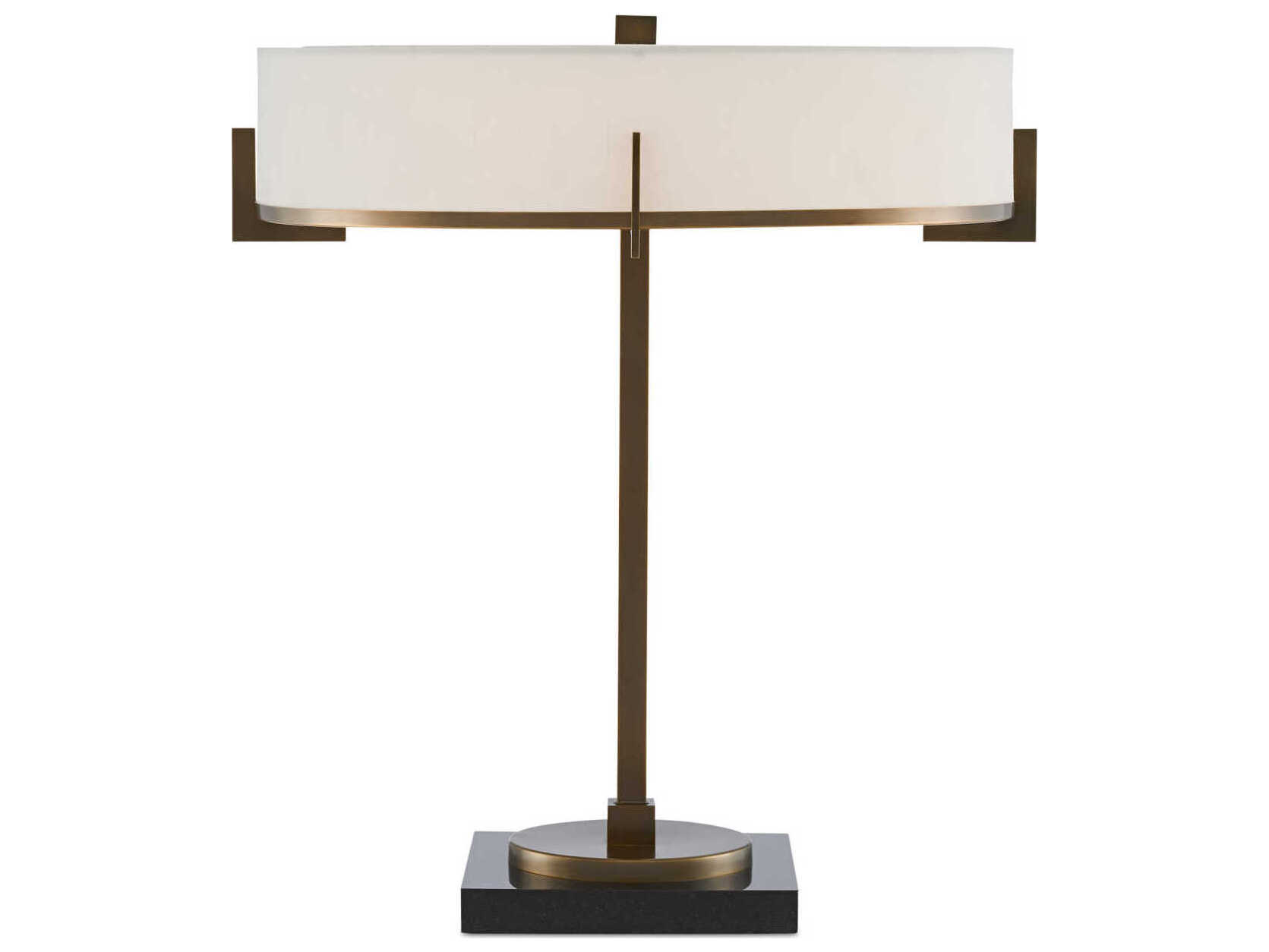 Currey & Company Jacobi Antique Brass Black Off White Shantung Table Lamp