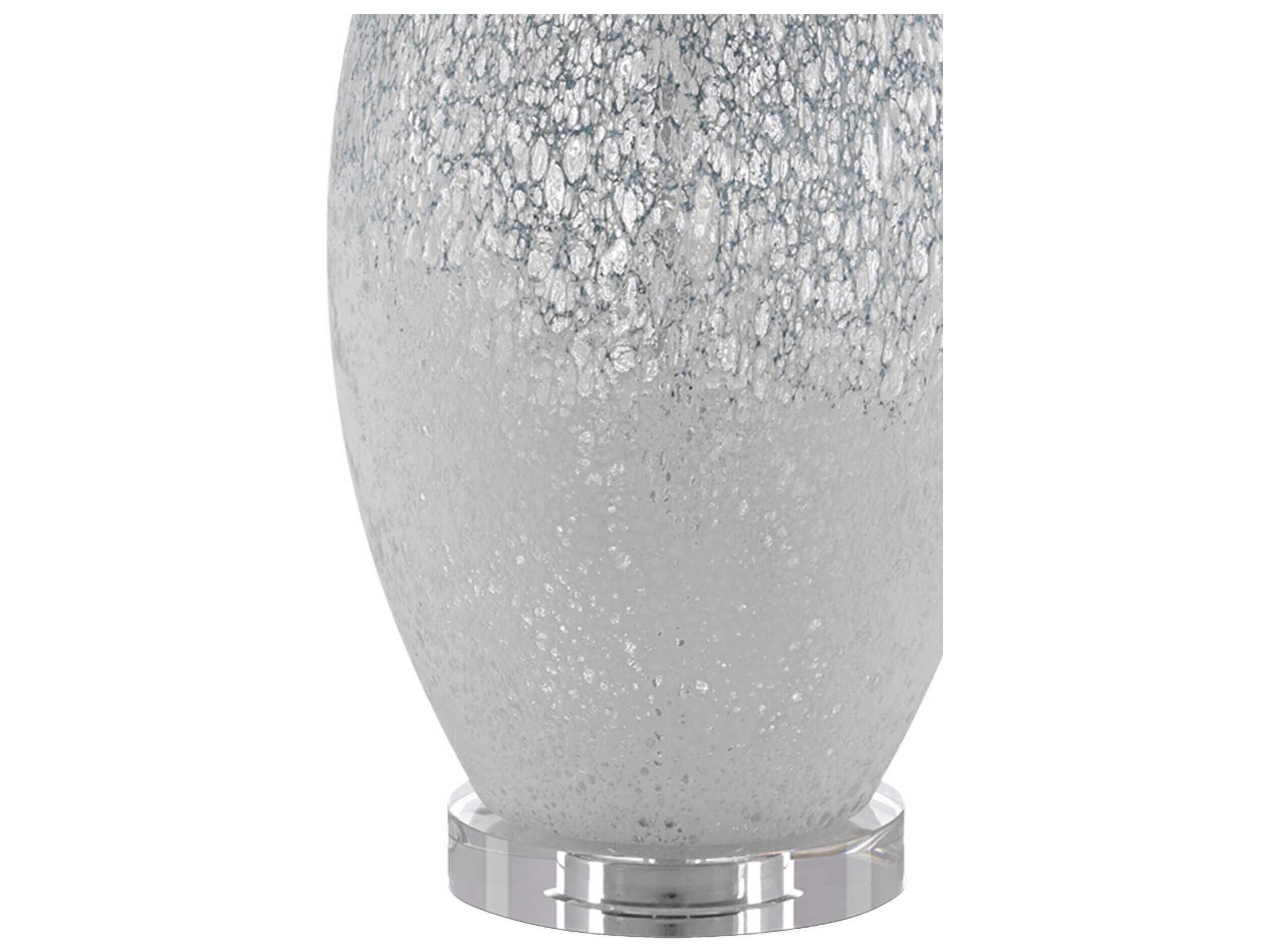 Currey & Company Hatira Crystal Glass Pale Blue White Off Linen Buffet Lamp