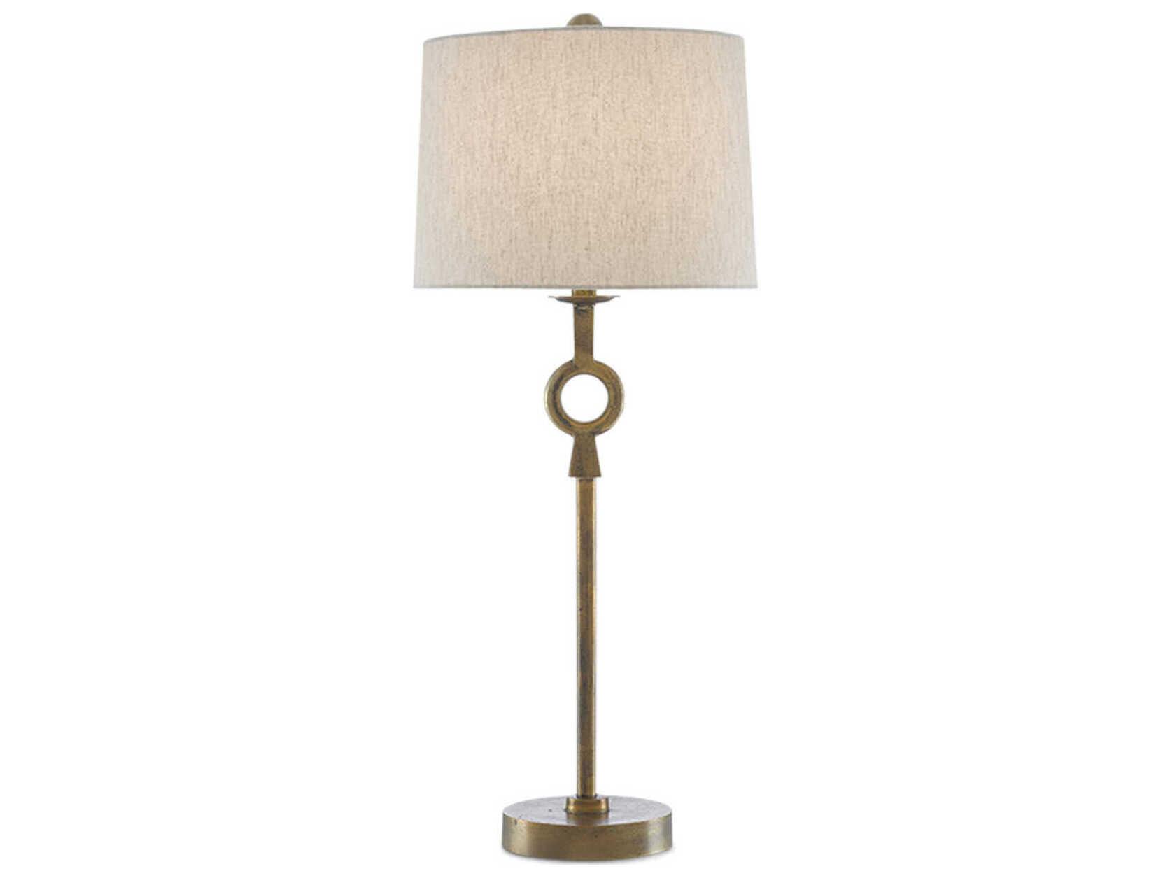 Currey & Company Germaine Antique Brass Natural Flax Buffet Lamp