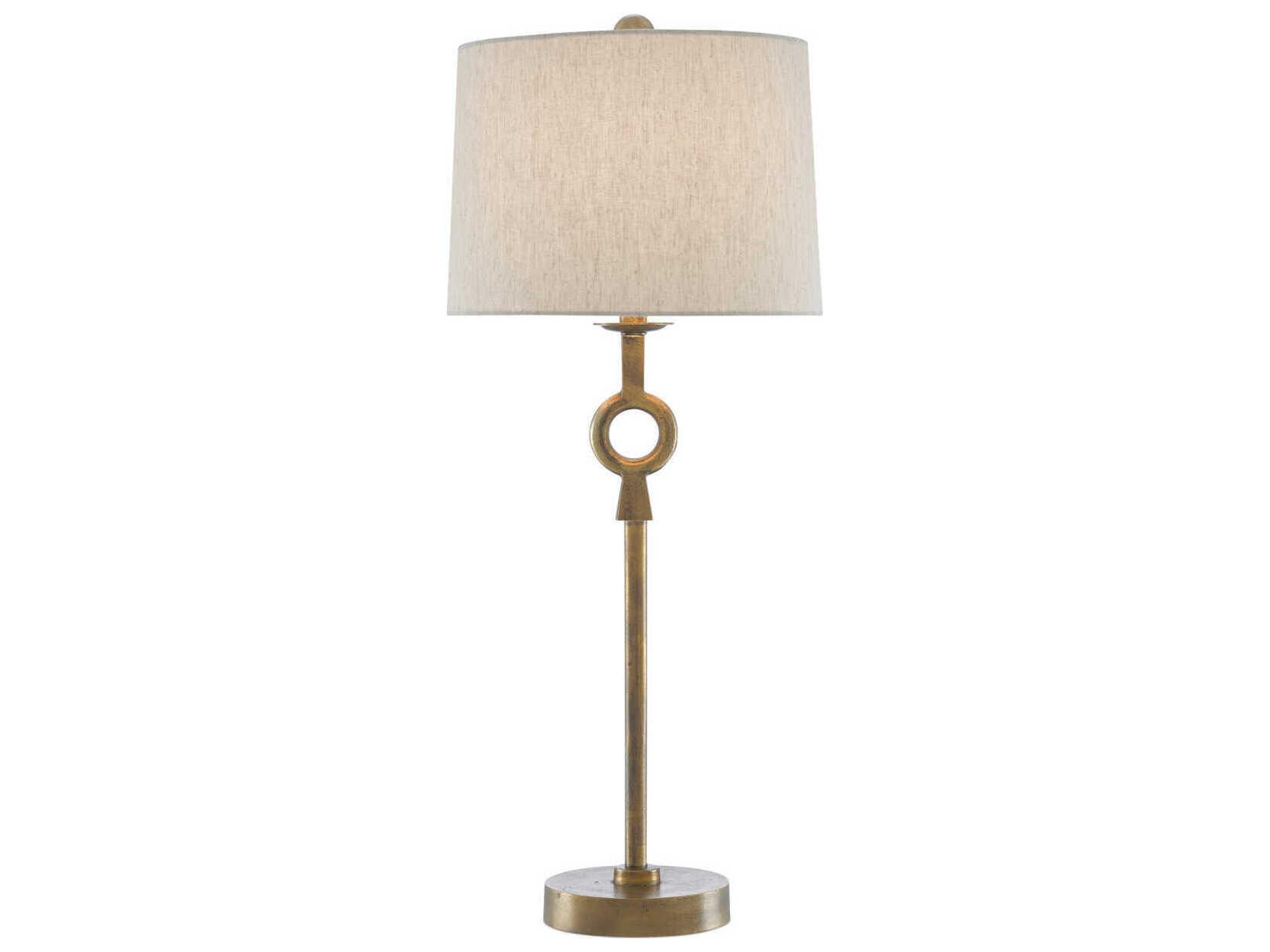 Currey & Company Germaine Antique Brass Natural Flax Buffet Lamp