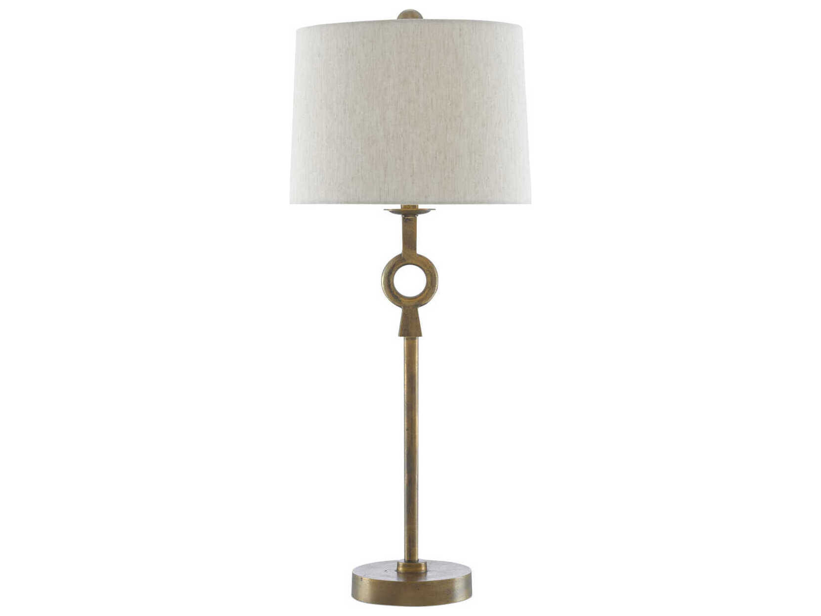Currey & Company Germaine Antique Brass Natural Flax Buffet Lamp