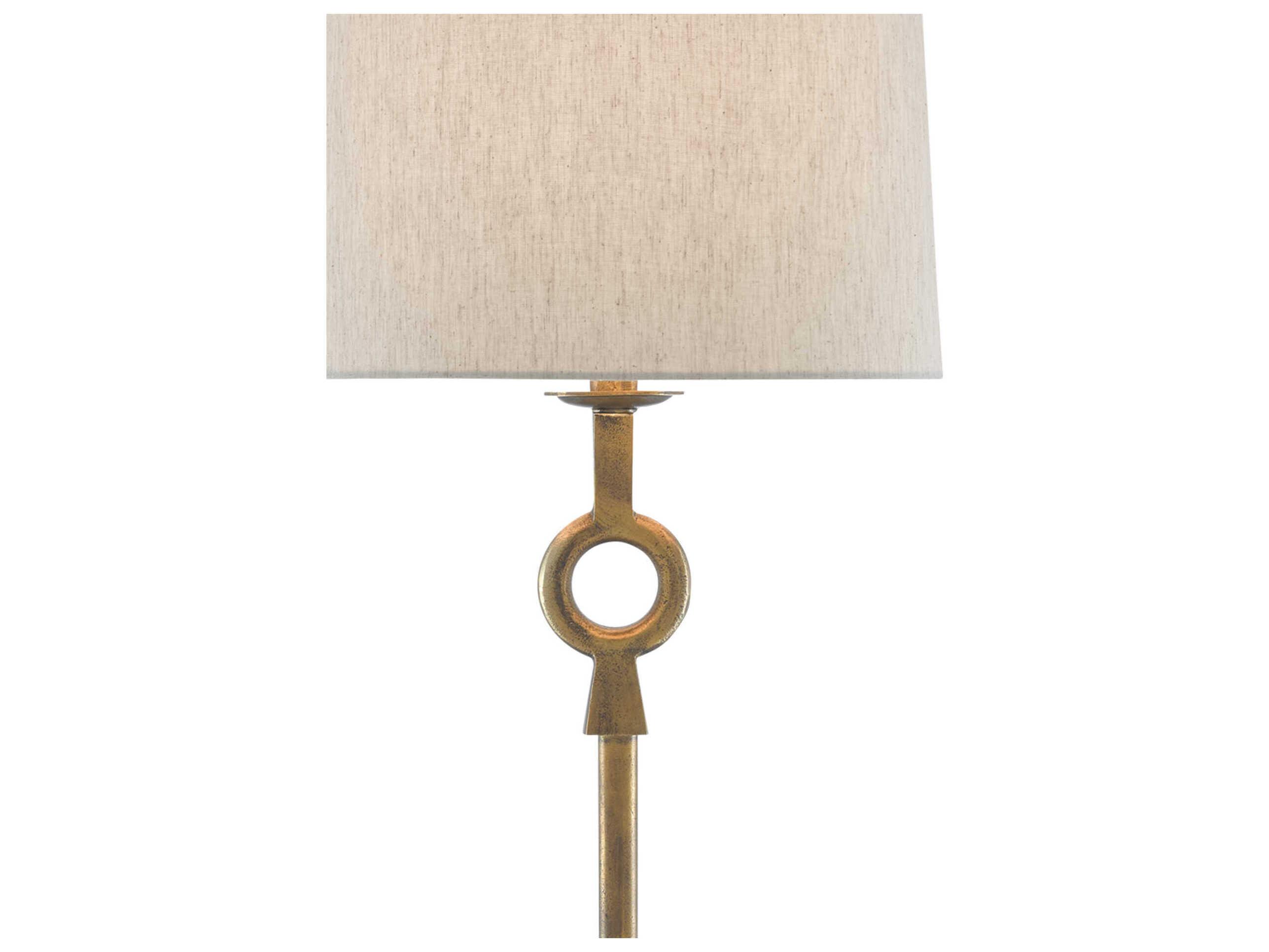 Currey & Company Germaine Antique Brass Natural Flax Buffet Lamp