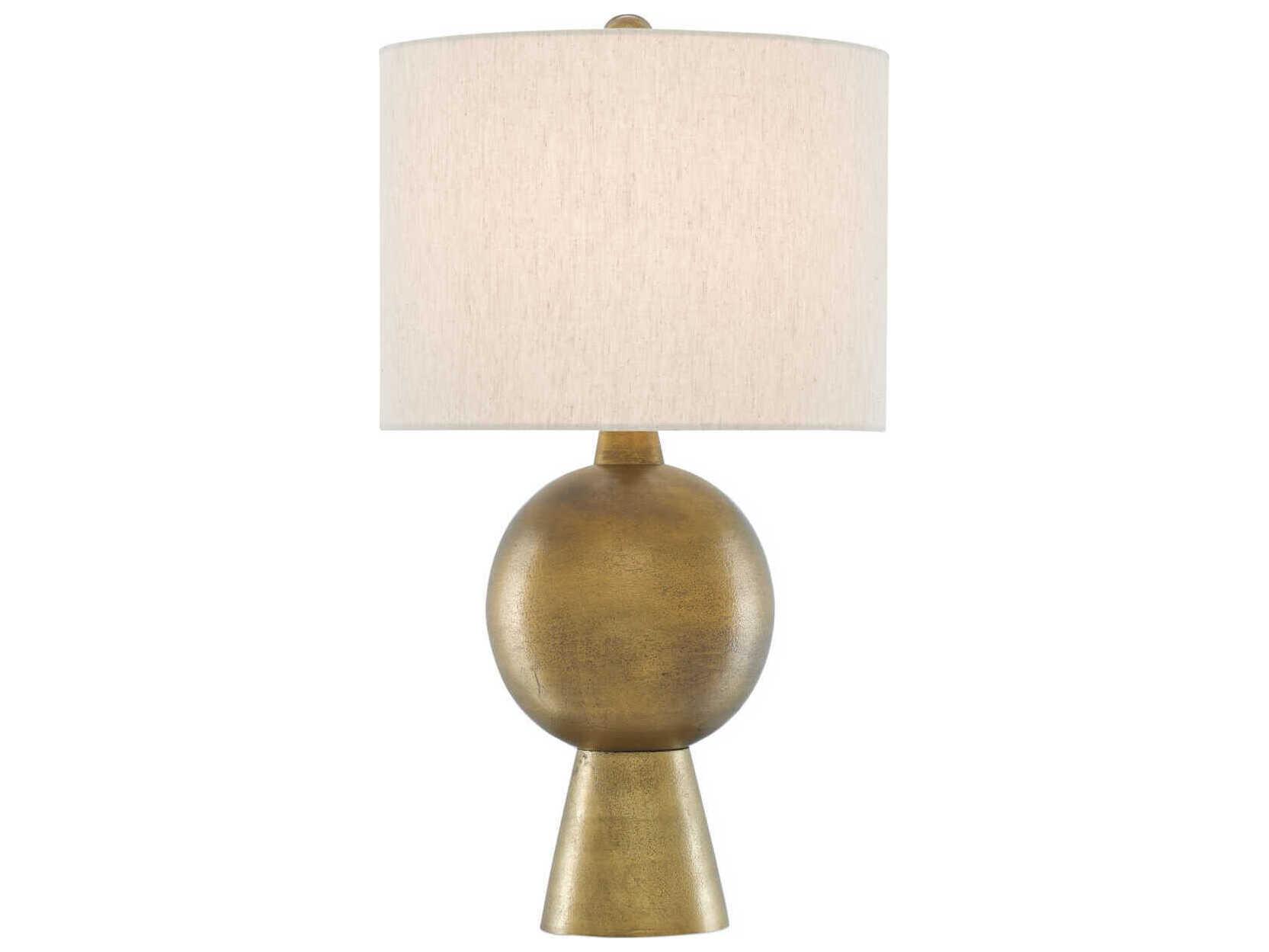 Currey & Company Rami Antique Brass Natural Flax Buffet Lamp