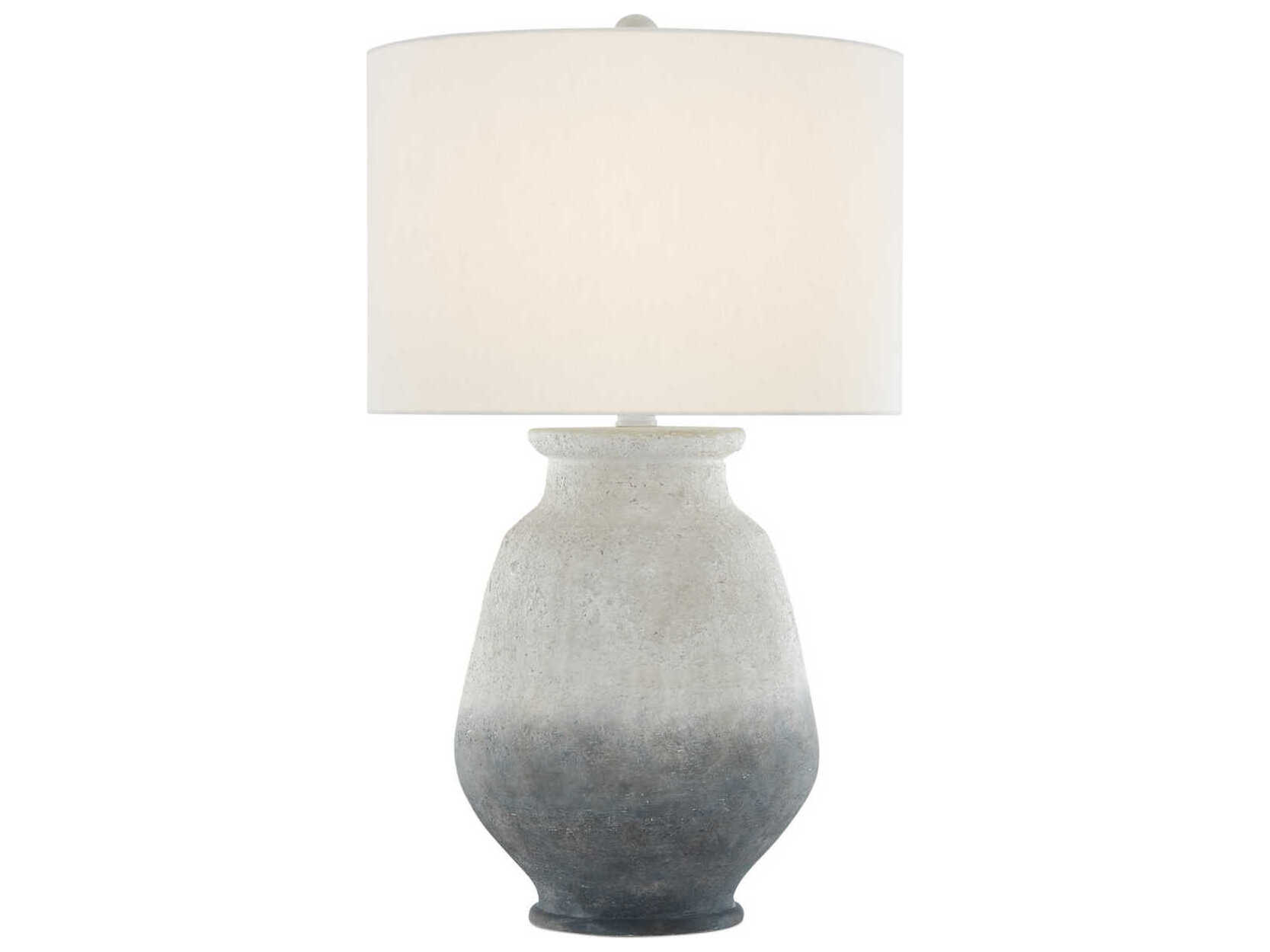 Currey & Company Cazalet Ash Ivory Blue Acrylic White Off Linen Buffet Lamp