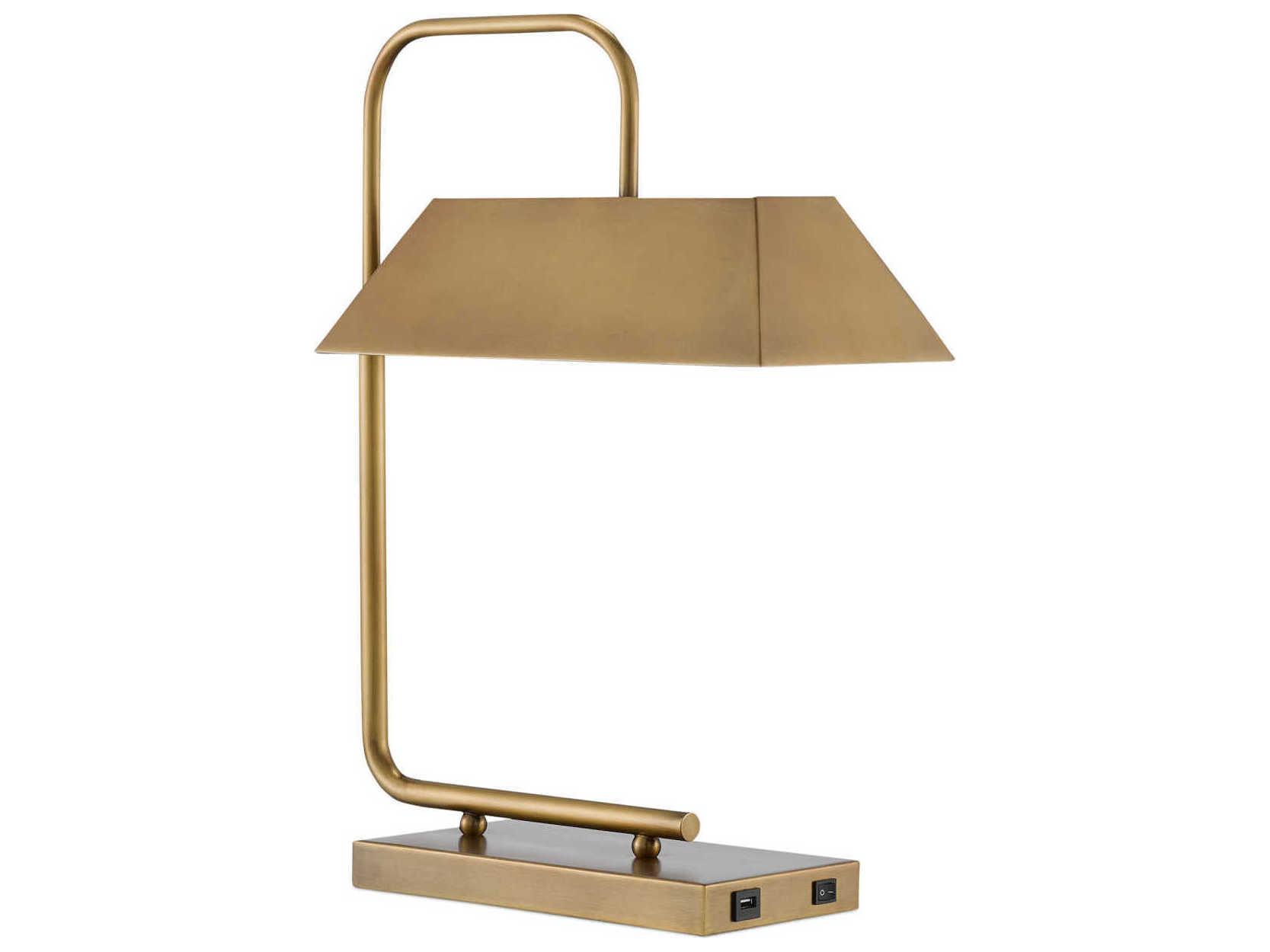 Currey & Company Hoxton 2-Light Antique Brass Metal Desk Lamp