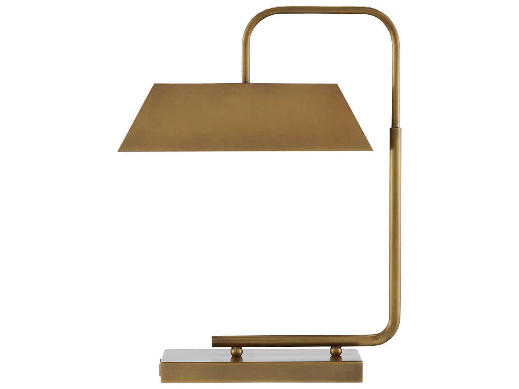 Currey & Company Hoxton 2-Light Antique Brass Metal Desk Lamp