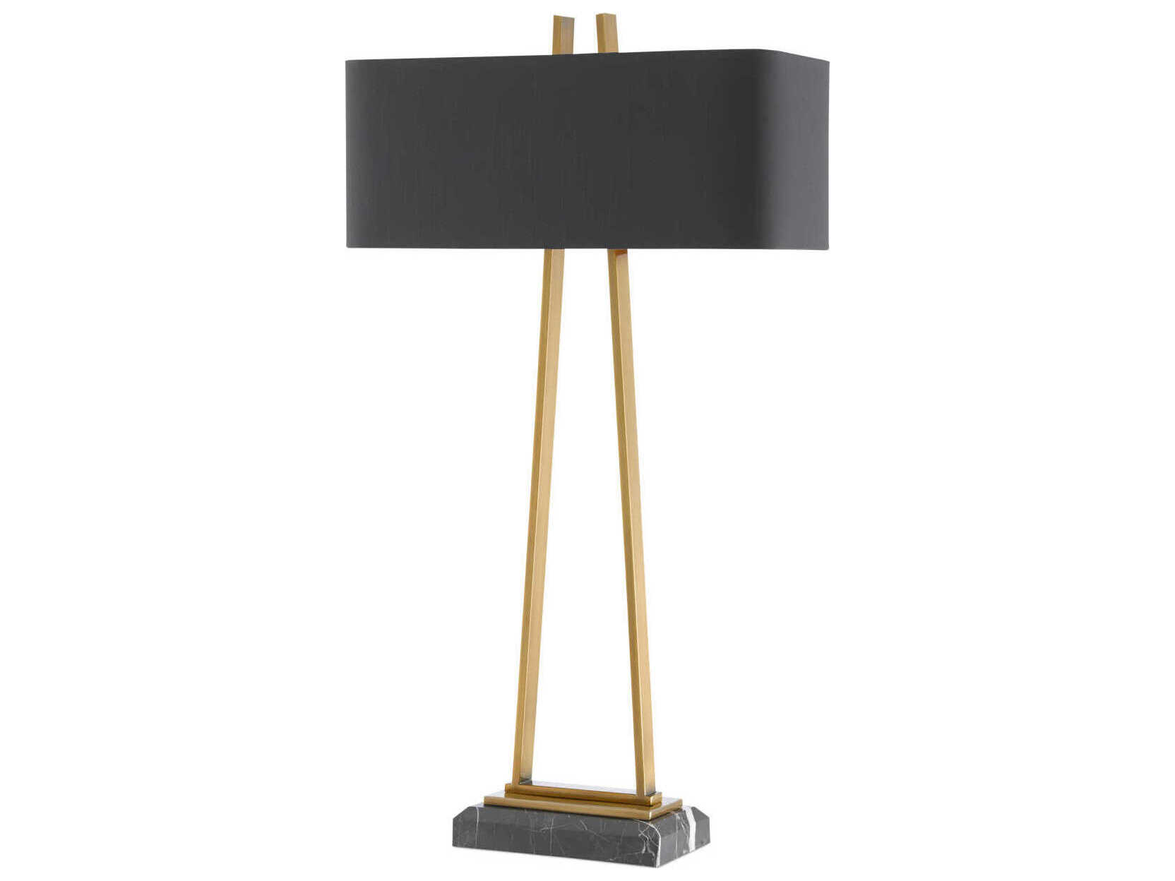 Currey & Company Adorn Antique Brass Black Shantung Buffet Lamp