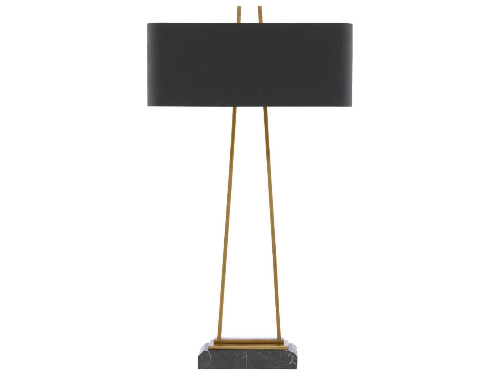 Currey & Company Adorn Antique Brass Black Shantung Buffet Lamp
