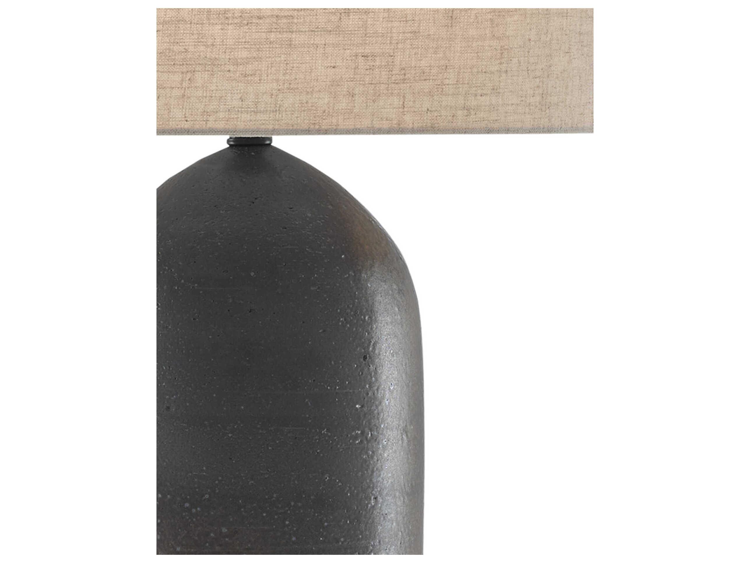 Currey & Company Munby Rust Iron Natural Linen Gray Buffet Lamp