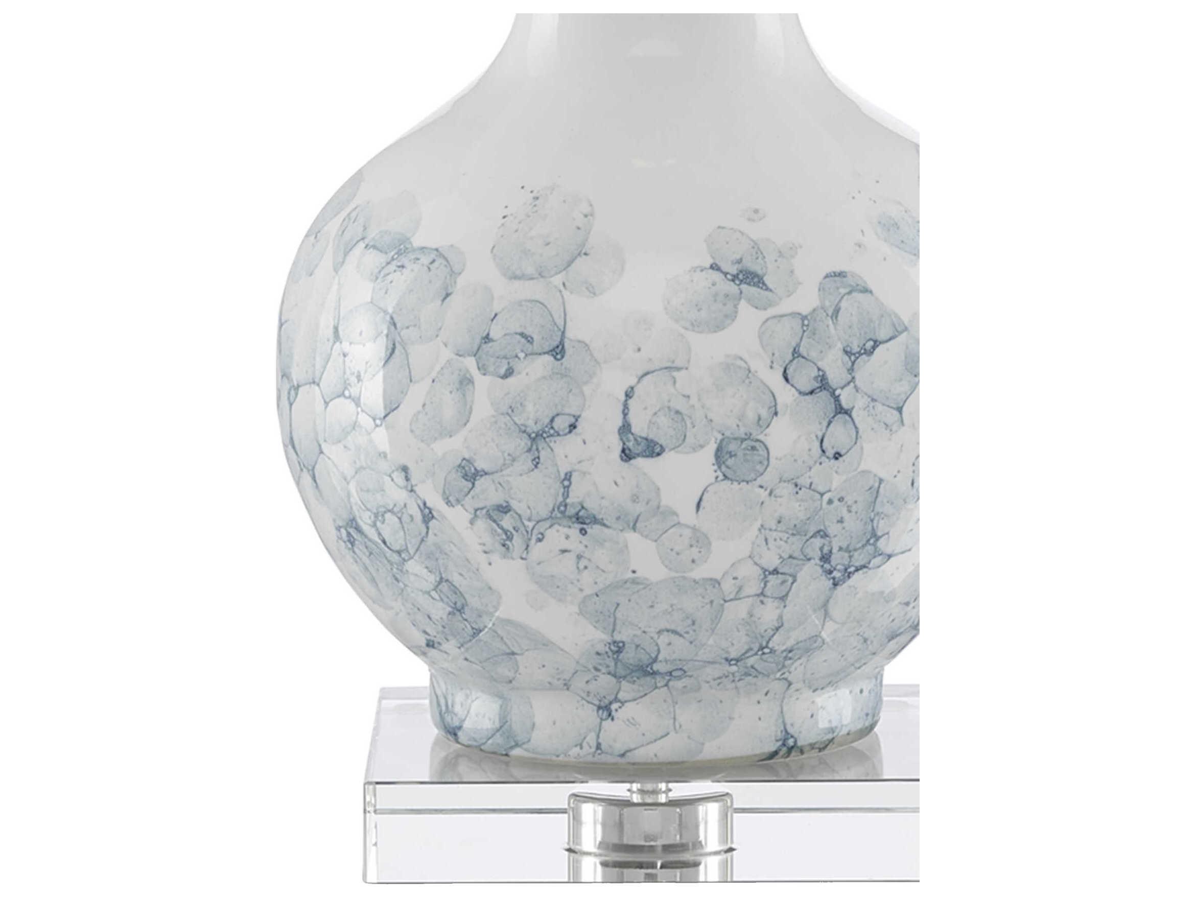 Currey & Company Myrtle Crystal White Blue Clear Polished Nickel Off Linen Buffet Lamp