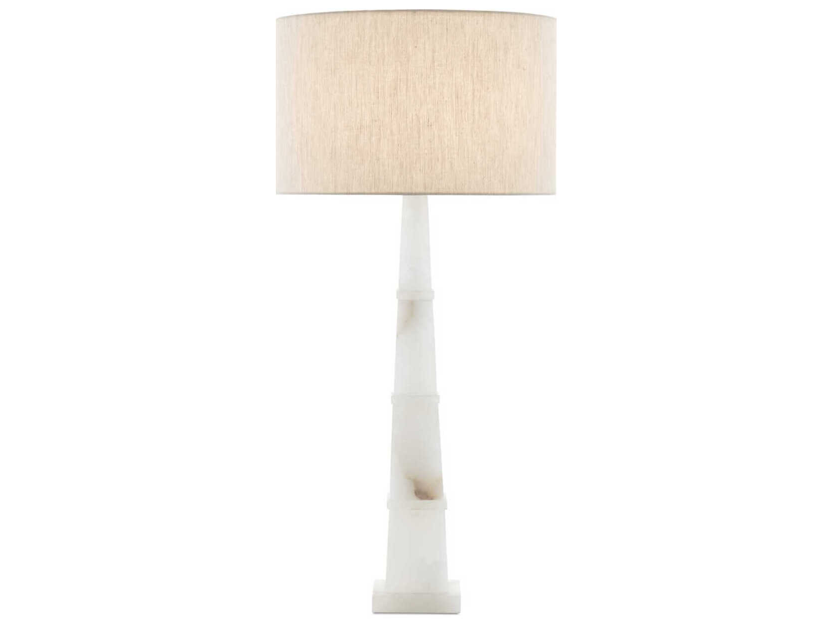 Currey & Company Alabastro Alabaster Polished Nickel White Buffet Lamp