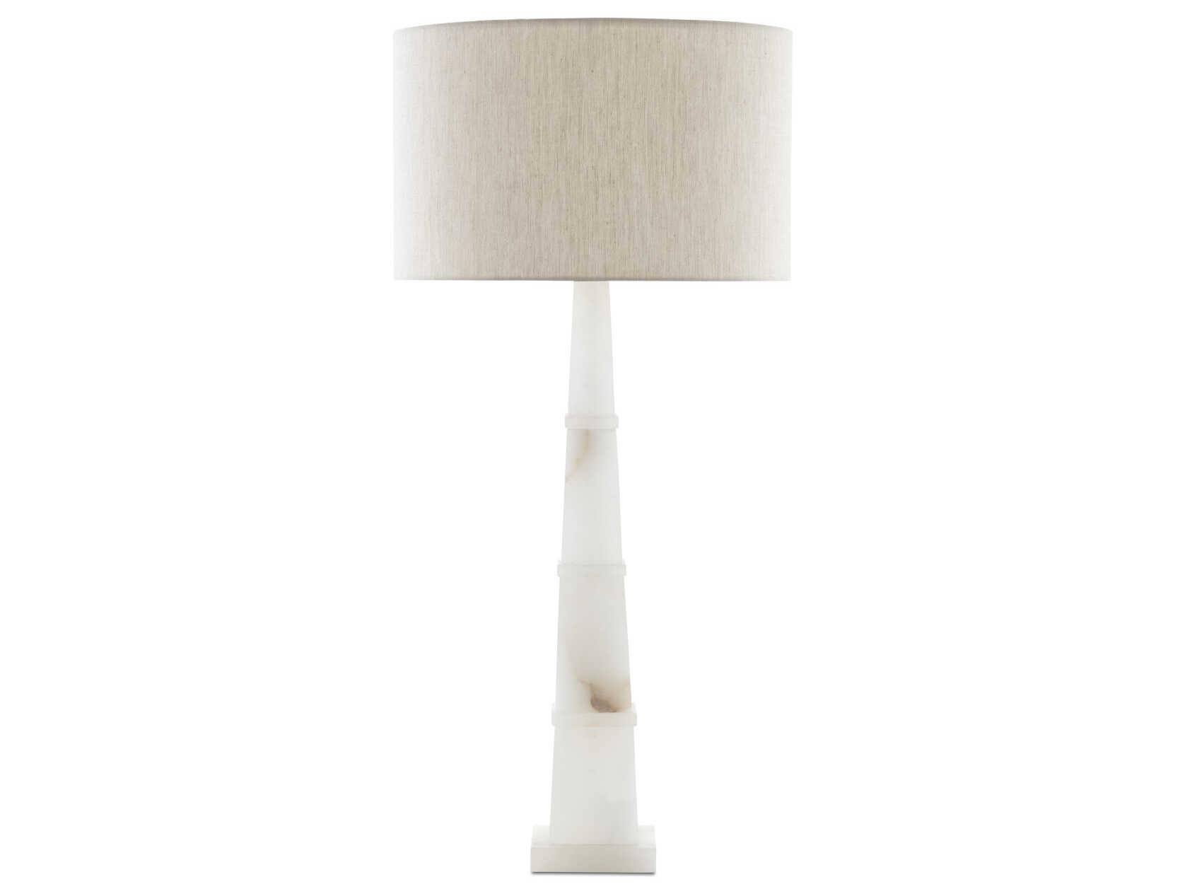Currey & Company Alabastro Alabaster Polished Nickel White Buffet Lamp