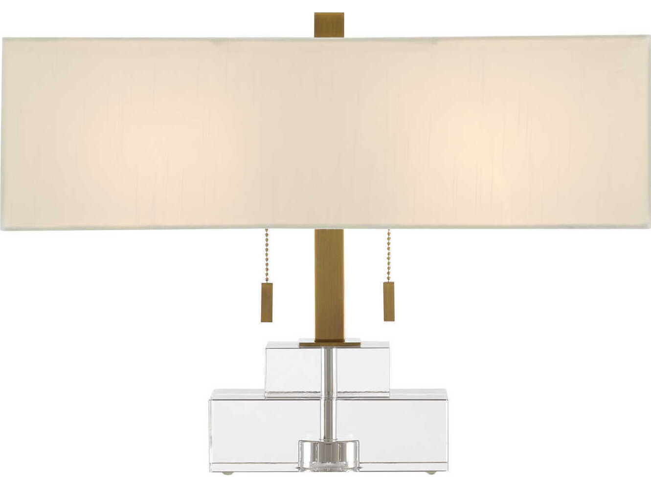 Currey & Company Chiara Crystal Clear Antique Brass Table Lamp