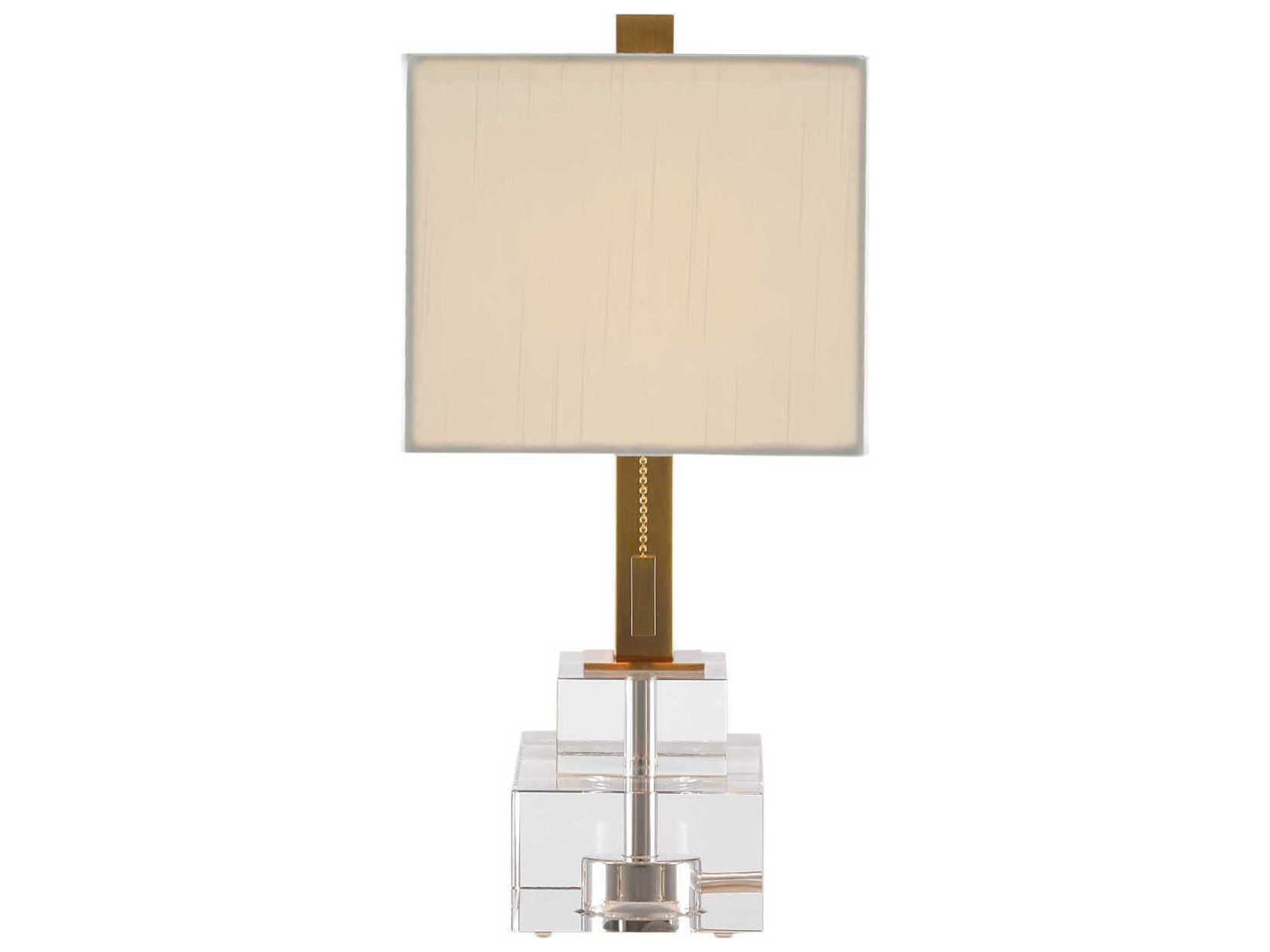 Currey & Company Chiara Crystal Clear Antique Brass Table Lamp