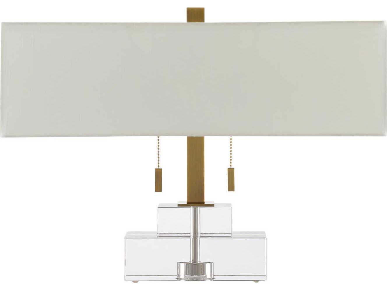 Currey & Company Chiara Crystal Clear Antique Brass Table Lamp