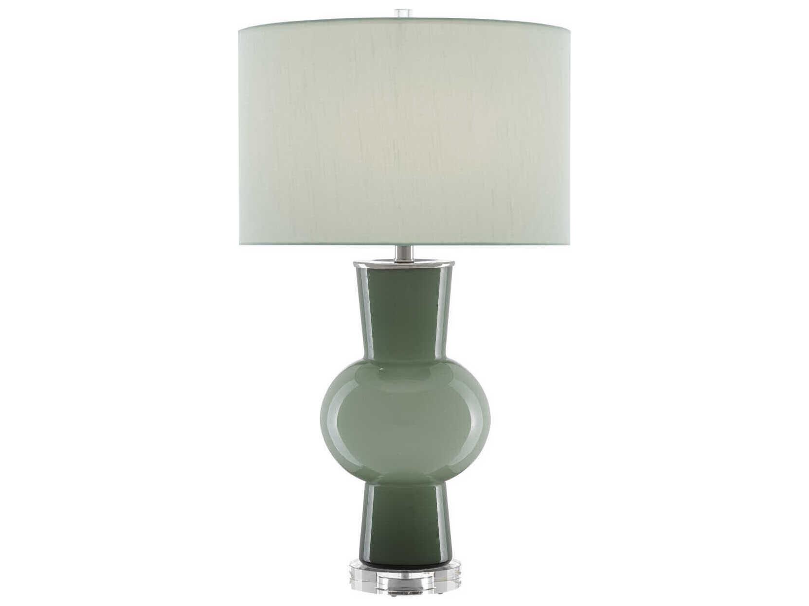 Currey & Company Duende Crystal Glass Light Dark Green Polished Nickel Buffet Lamp