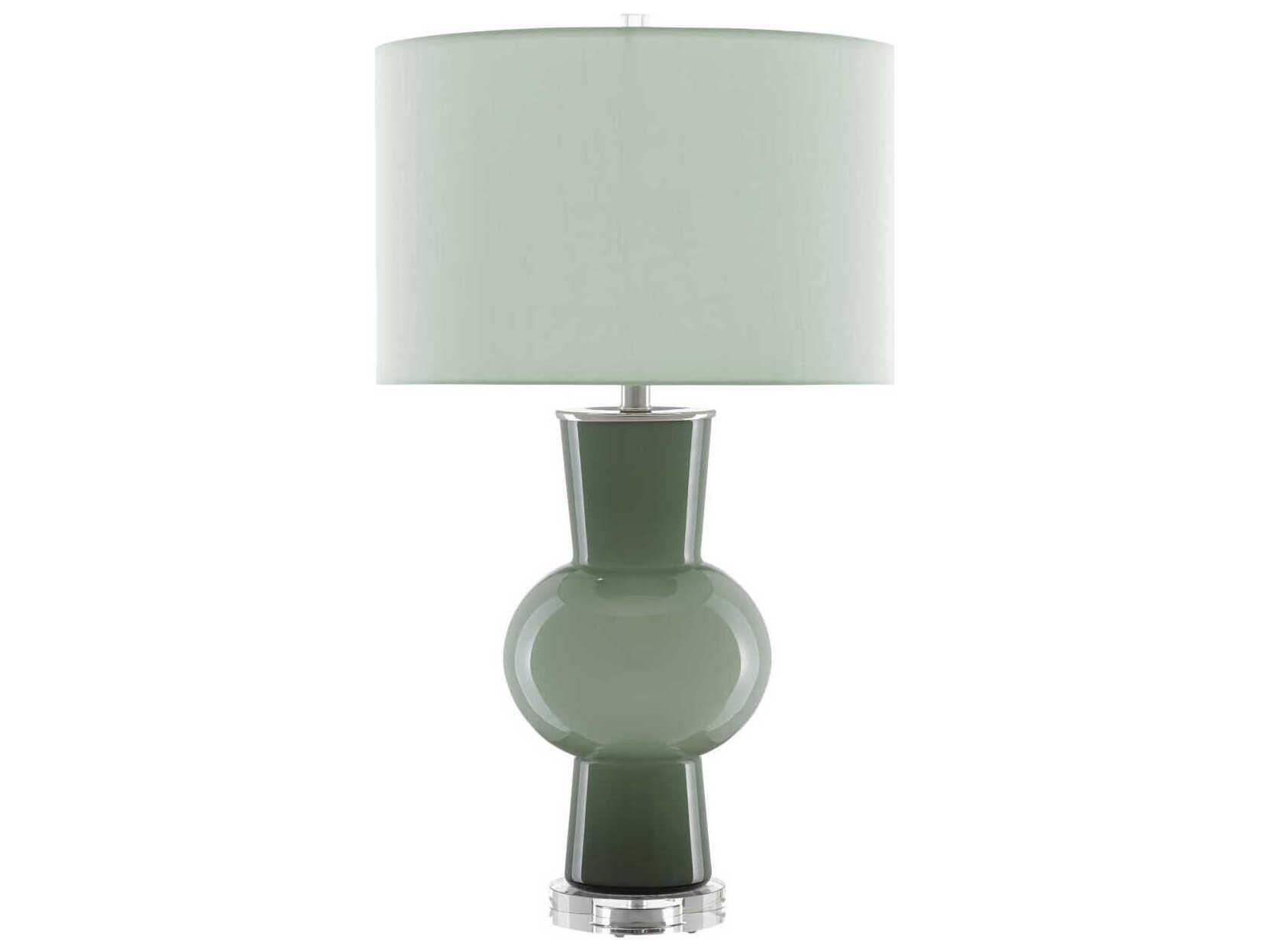 Currey & Company Duende Crystal Glass Light Dark Green Polished Nickel Buffet Lamp