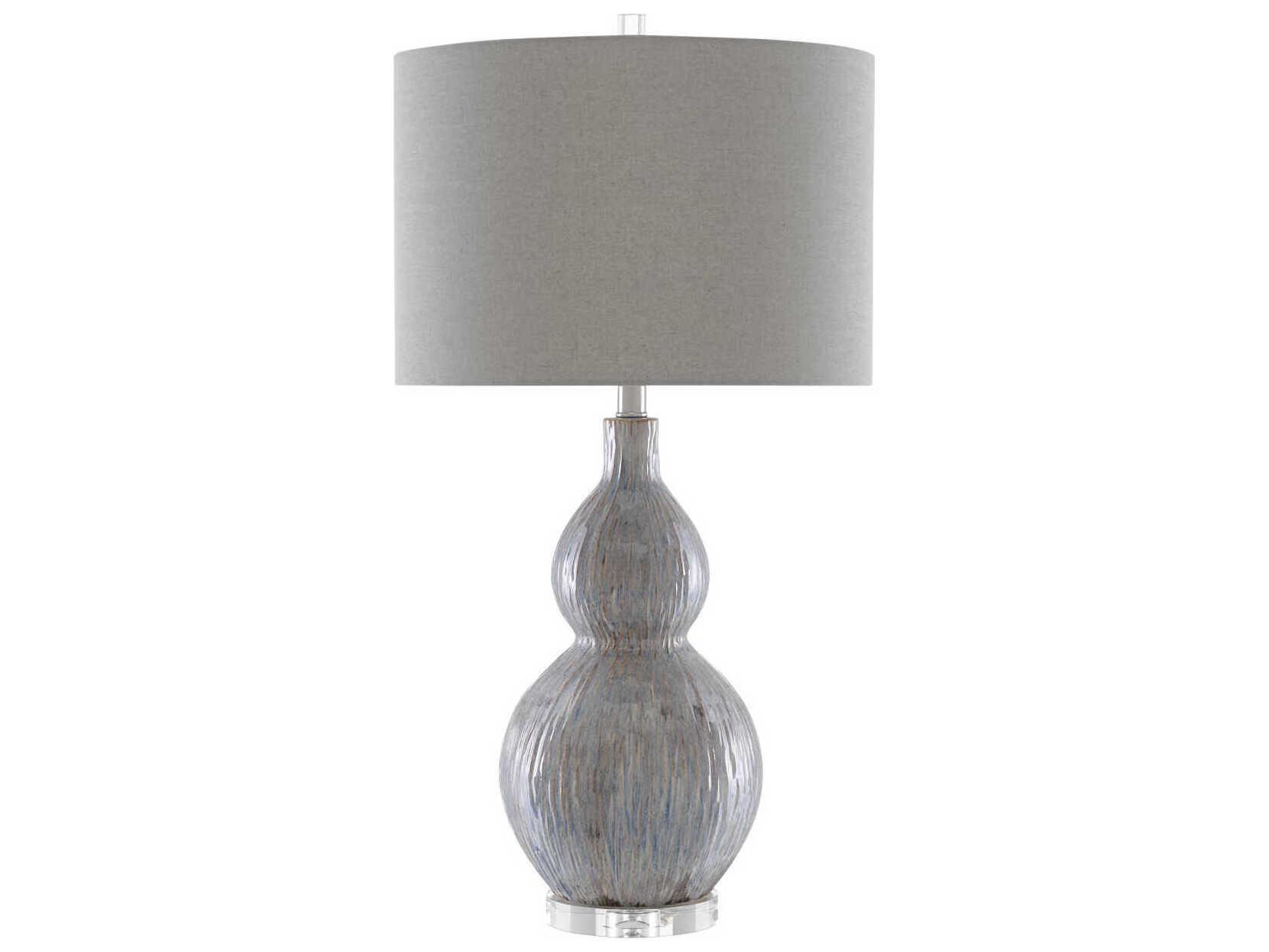 Currey & Company Idyll Crystal Gray Blue Taupe Buffet Lamp
