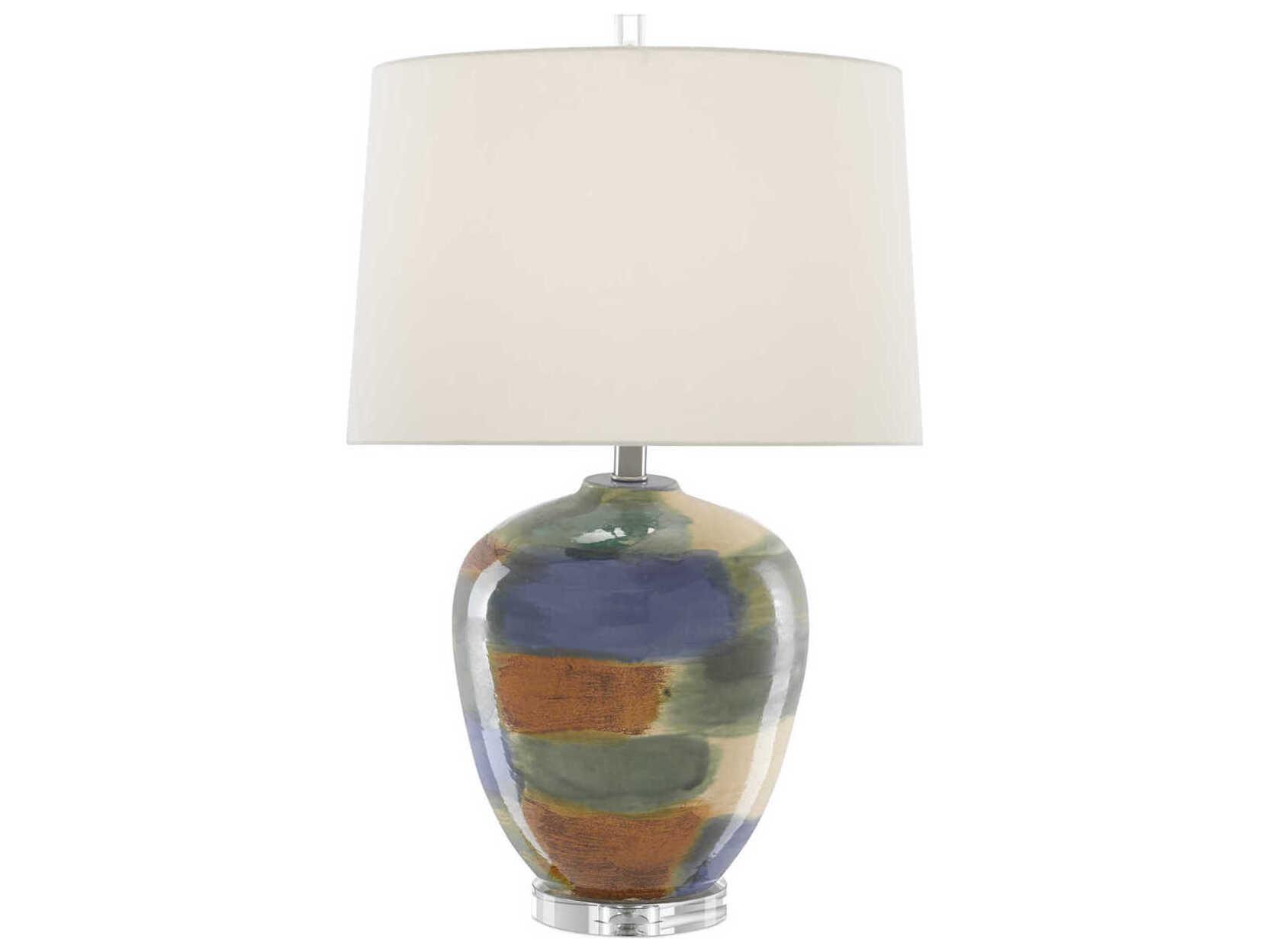 Currey & Company Rainbow Crystal Blue Green Sand Rust Buffet Lamp