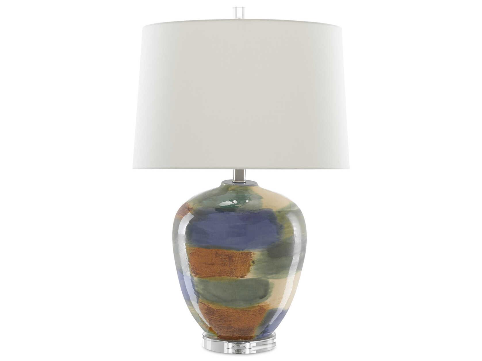 Currey & Company Rainbow Crystal Blue Green Sand Rust Buffet Lamp