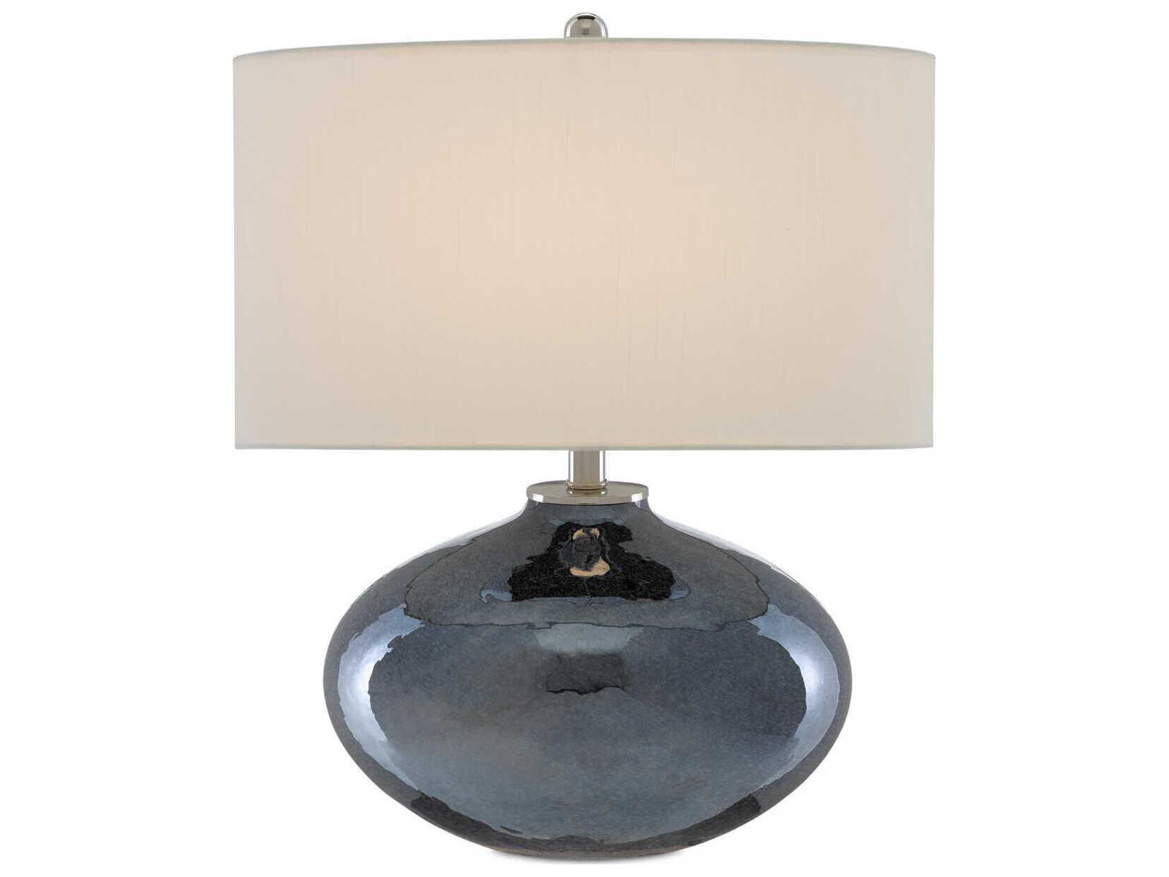Currey & Company Lucent Glass Blue Plated Polished Nickel Table Lamp