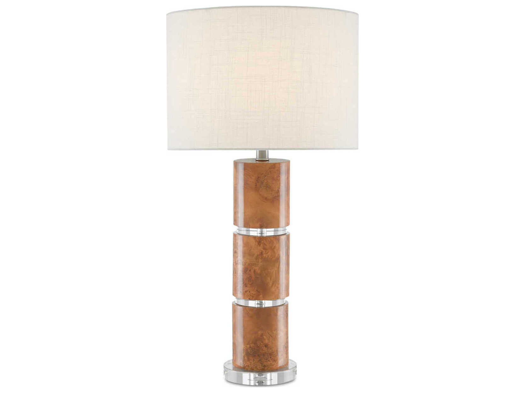 Currey & Company Birdseye Crystal Maple Veneer White Buffet Lamp