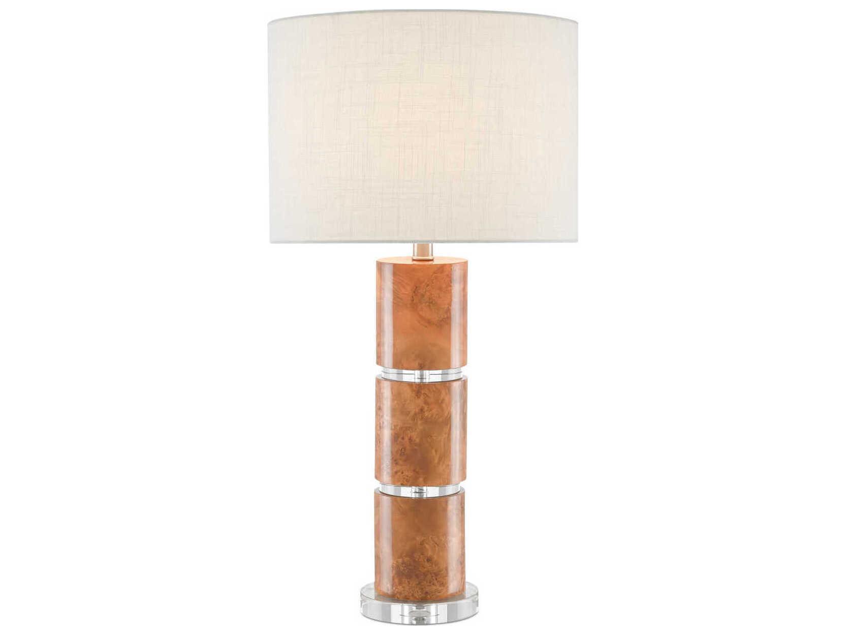 Currey & Company Birdseye Crystal Maple Veneer White Buffet Lamp