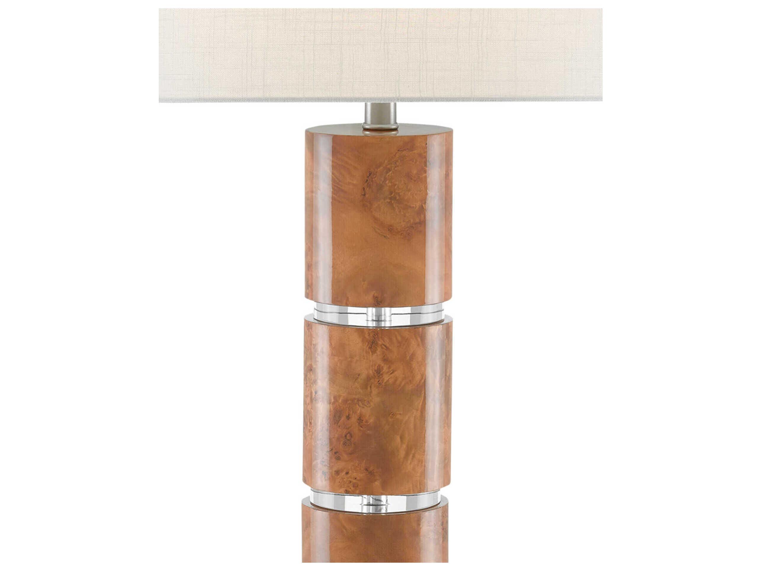 Currey & Company Birdseye Crystal Maple Veneer White Buffet Lamp