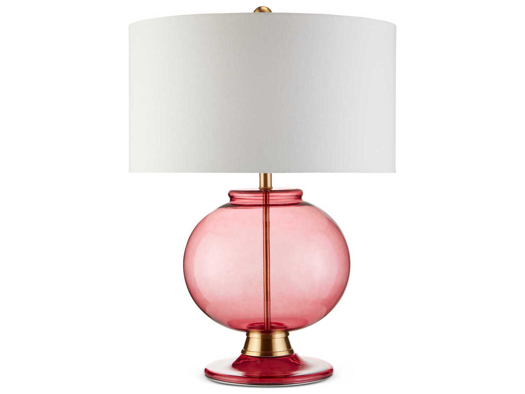 Currey & Company Jocasta Clear Red Brass Glass Buffet Lamp