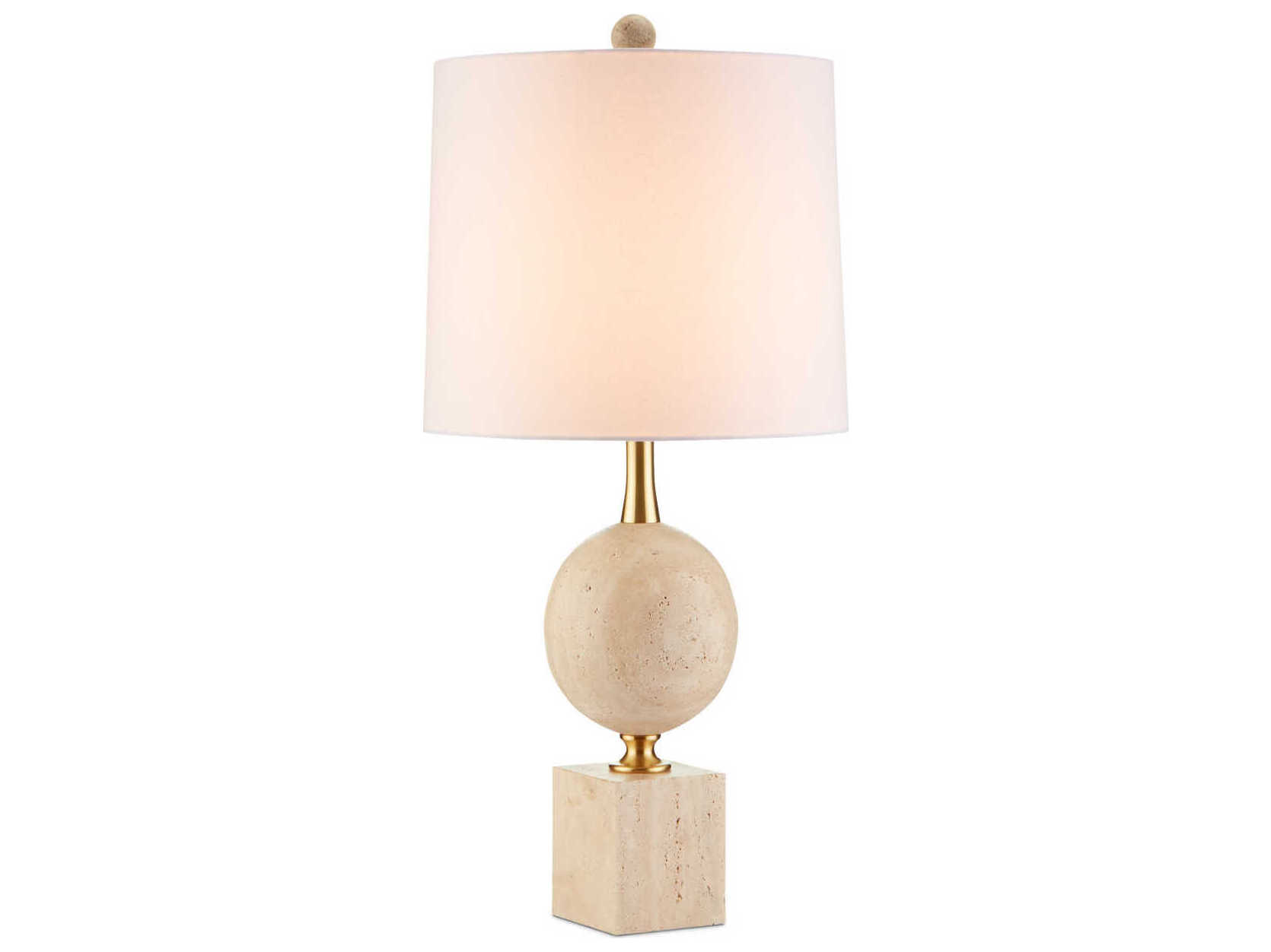 Currey & Company Adorno Natural Beige Antique Brass Buffet Lamp
