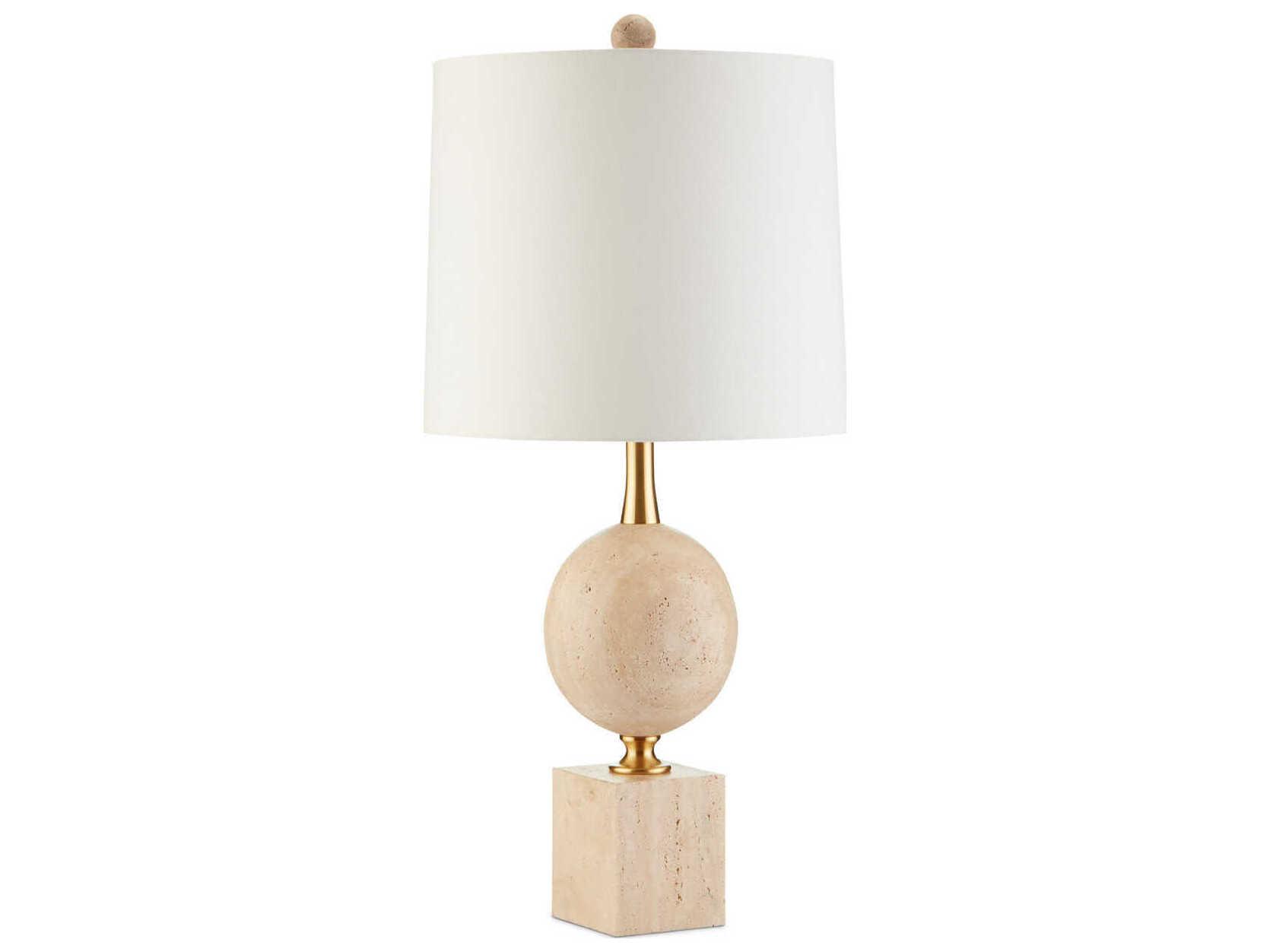 Currey & Company Adorno Natural Beige Antique Brass Buffet Lamp