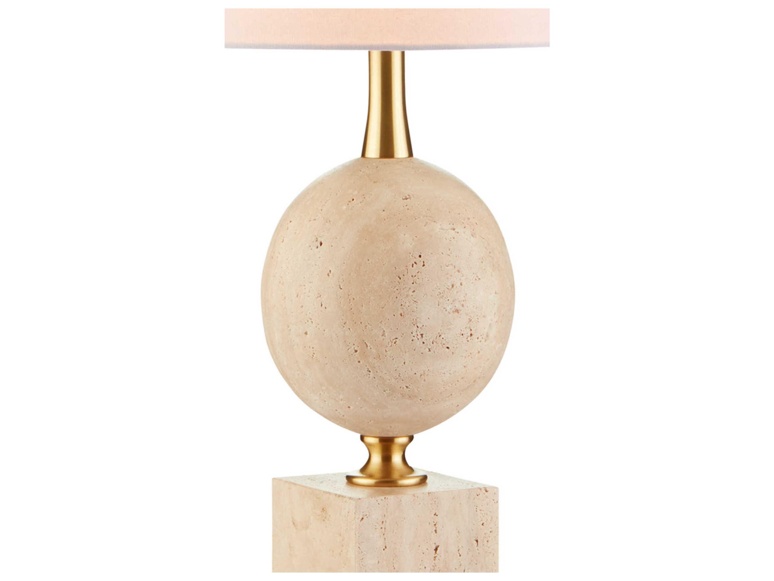 Currey & Company Adorno Natural Beige Antique Brass Buffet Lamp