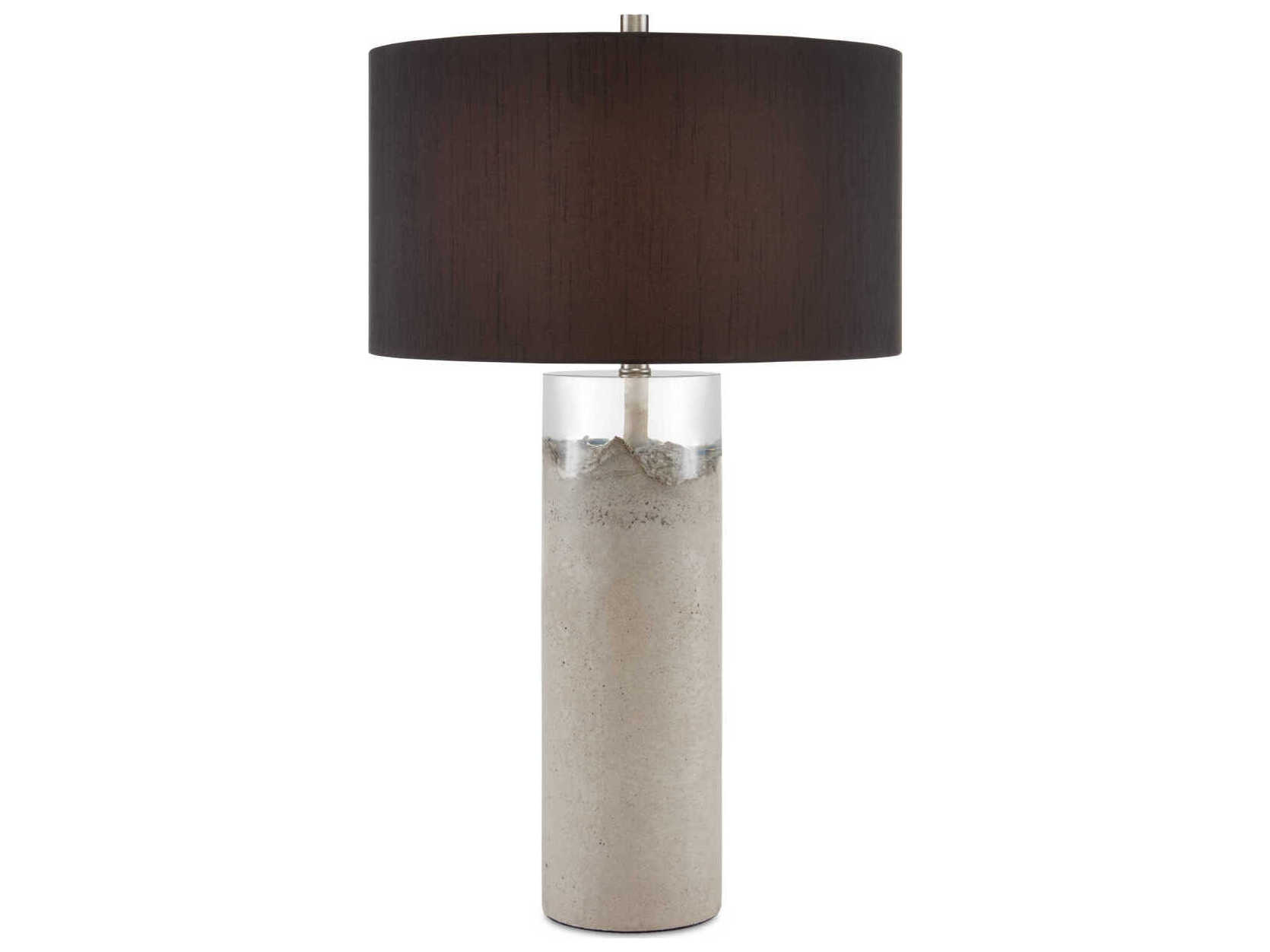 Currey & Company Edfu Concrete Clear Resin Black Buffet Lamp