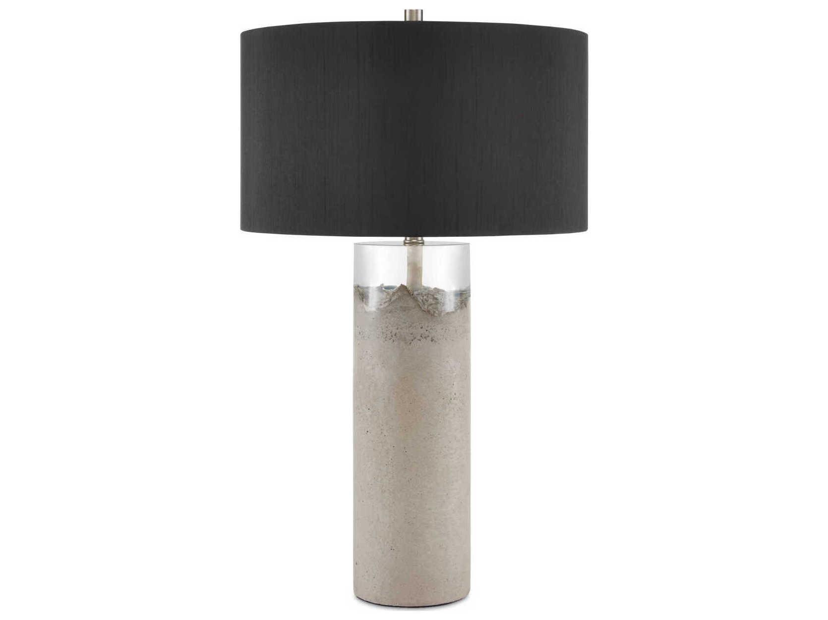 Currey & Company Edfu Concrete Clear Resin Black Buffet Lamp