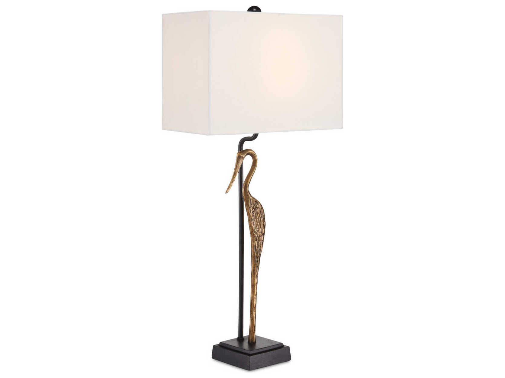 Currey & Company Antigone Antique Brass Black Buffet Lamp