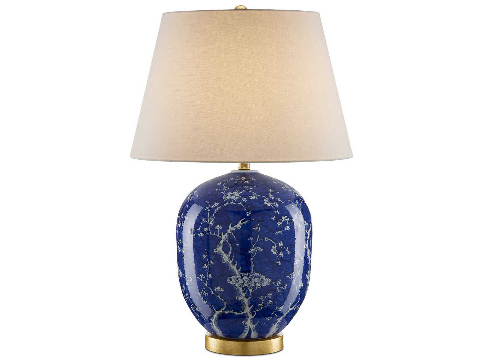 Currey & Company Sakura Blue White Raffia Buffet Lamp