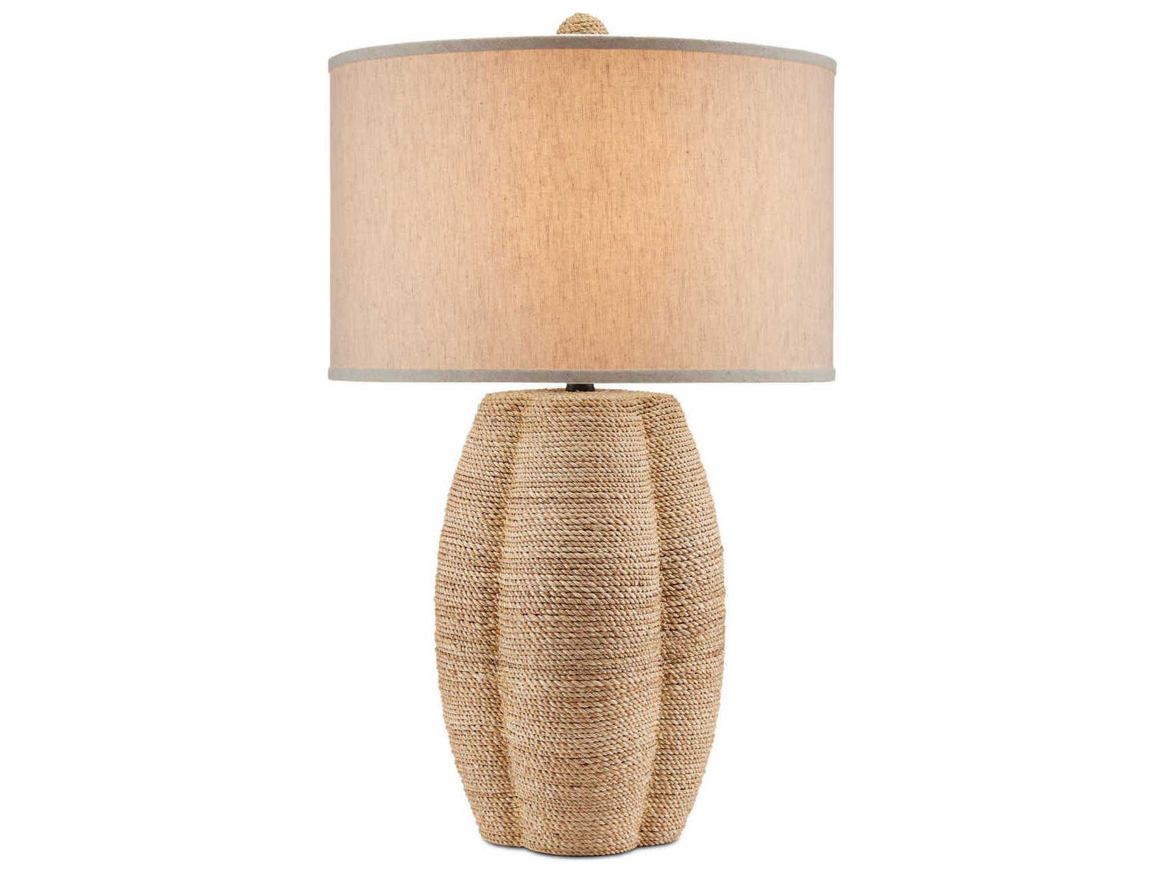 Currey & Company Karnak Satin Black Natural Abaca Rope Buffet Lamp