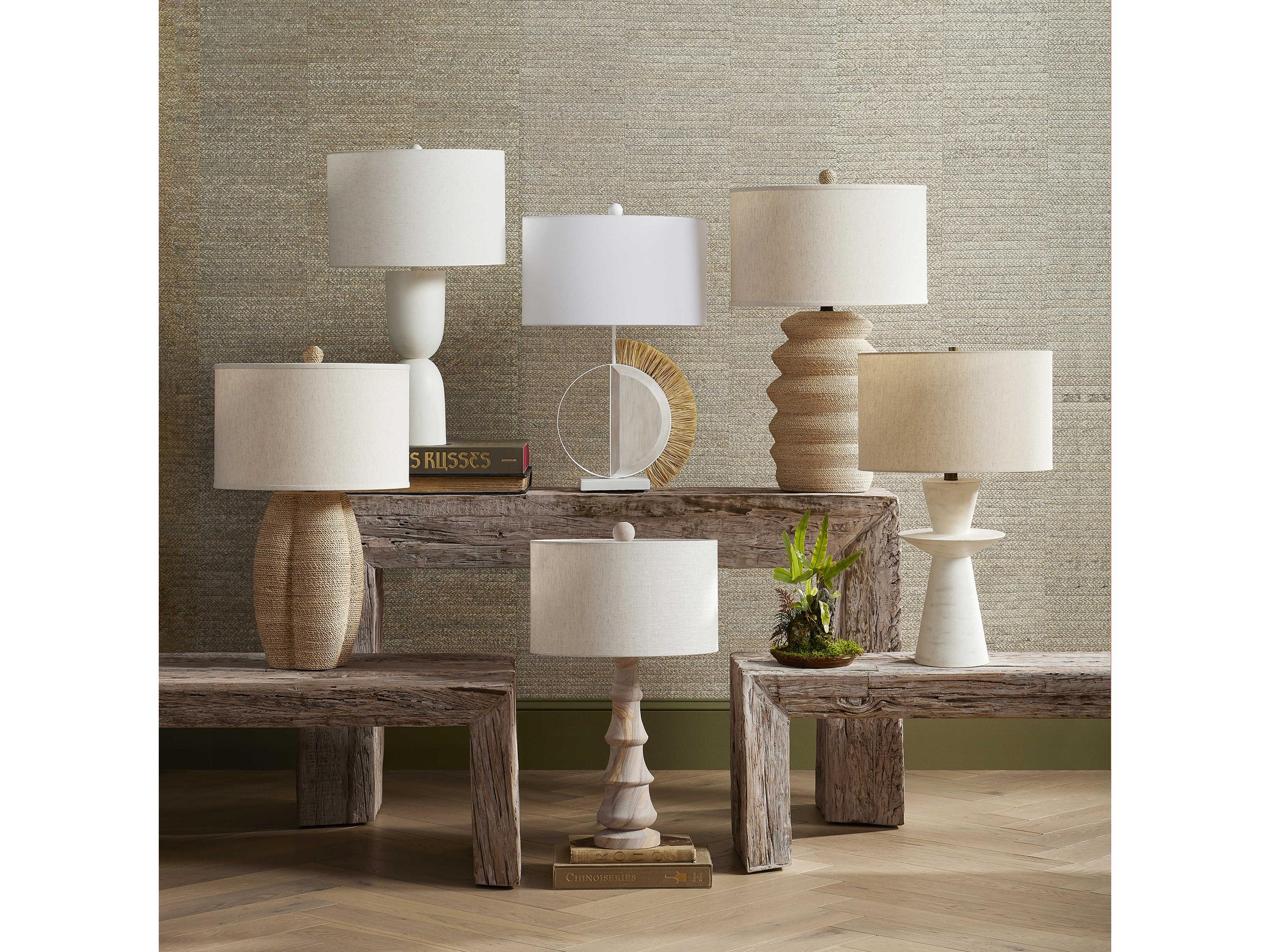 Currey & Company Kavala Satin Black Natural Abaca Rope Brown Buffet Lamp